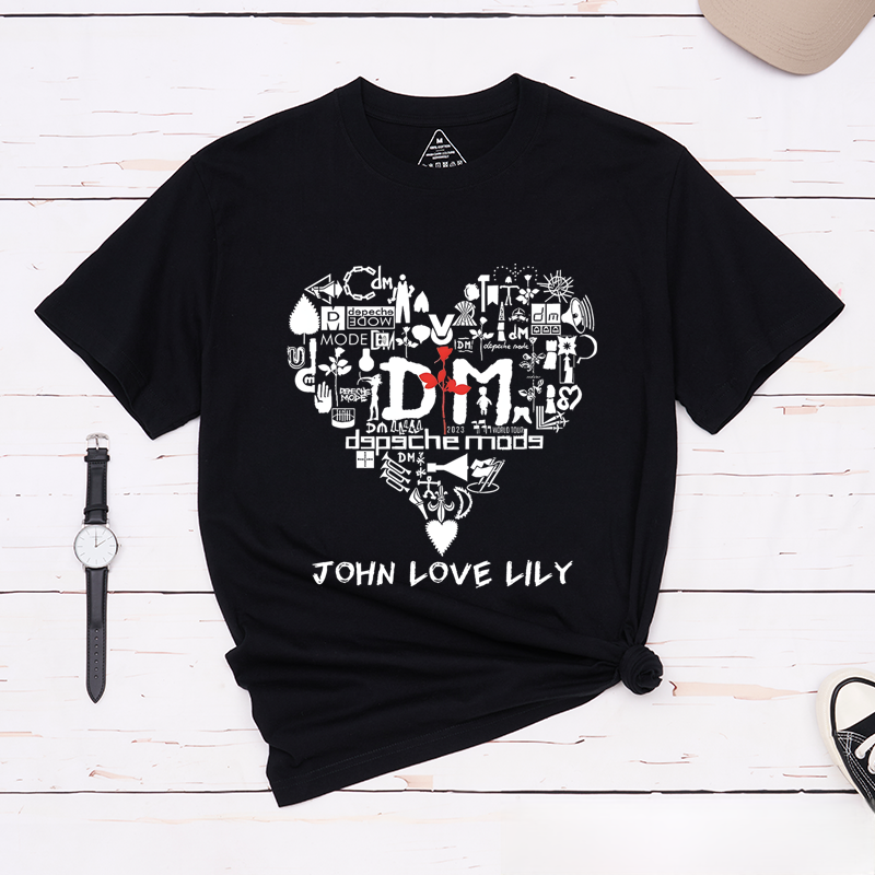Personalized Classic T-Shirts Heart and Rose and Romantic Minimalist Graphic Tee Love-Inspired Design Perfect Gift for Valentine's Day