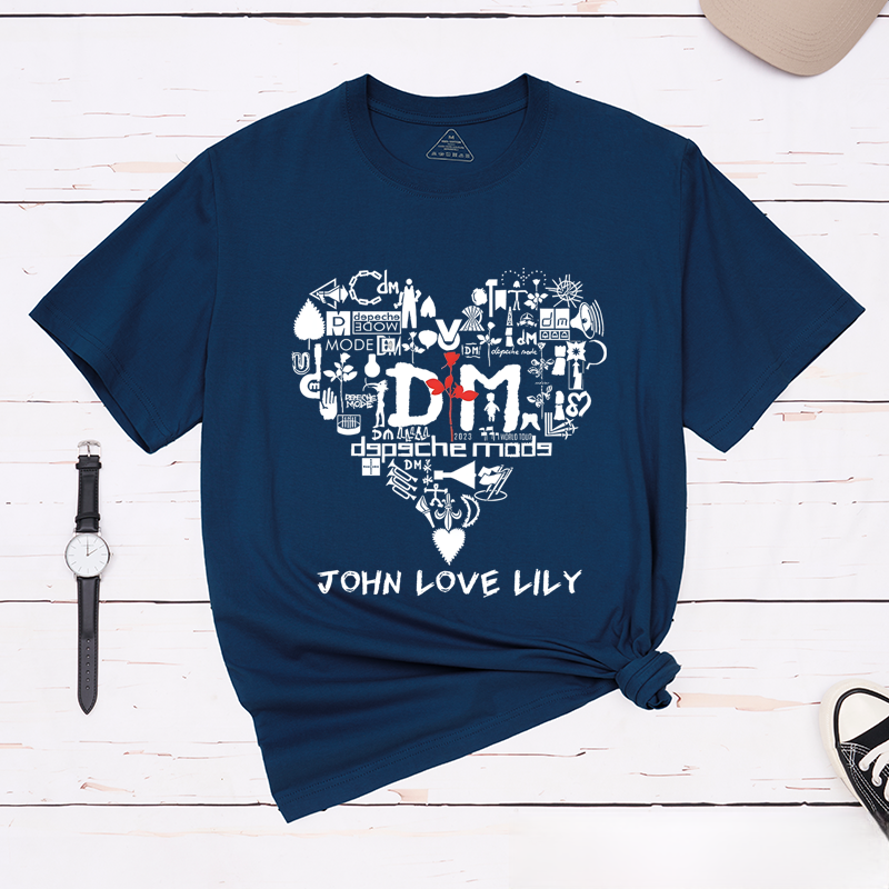 Personalized Classic T-Shirts Heart and Rose and Romantic Minimalist Graphic Tee Love-Inspired Design Perfect Gift for Valentine's Day