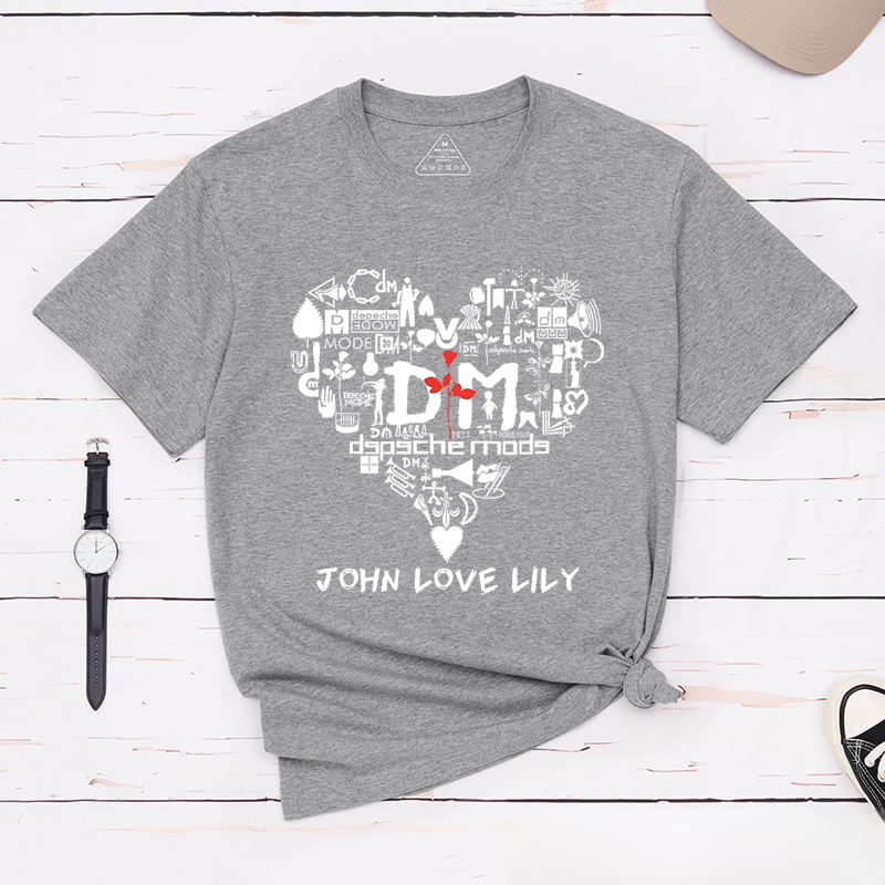 Personalized Classic T-Shirts Heart and Rose and Romantic Minimalist Graphic Tee Love-Inspired Design Perfect Gift for Valentine's Day