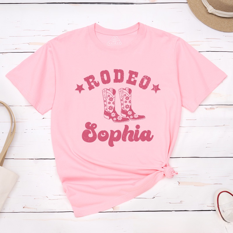Personalized Couple Rodeo with Bull head and Cowgirl Boots T-Shirt Valentine's Day Matching T-Shirt for Husband Wife Boyfriend Girlfriend Gift