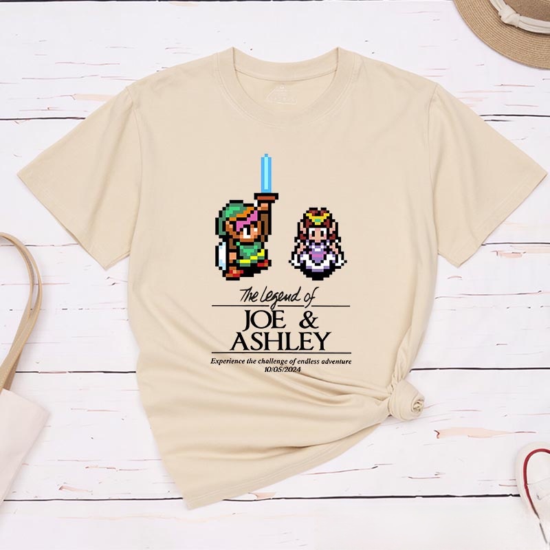 Personalized the Legend of You Couple Anniversary Classic T-Shirts Video Game Tshirt Geek Gaming Nerd Shirt Valentine's Day