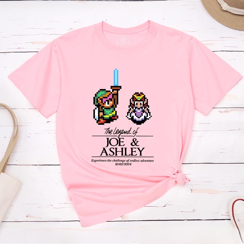 Personalized the Legend of You Couple Anniversary Classic T-Shirts Video Game Tshirt Geek Gaming Nerd Shirt Valentine's Day