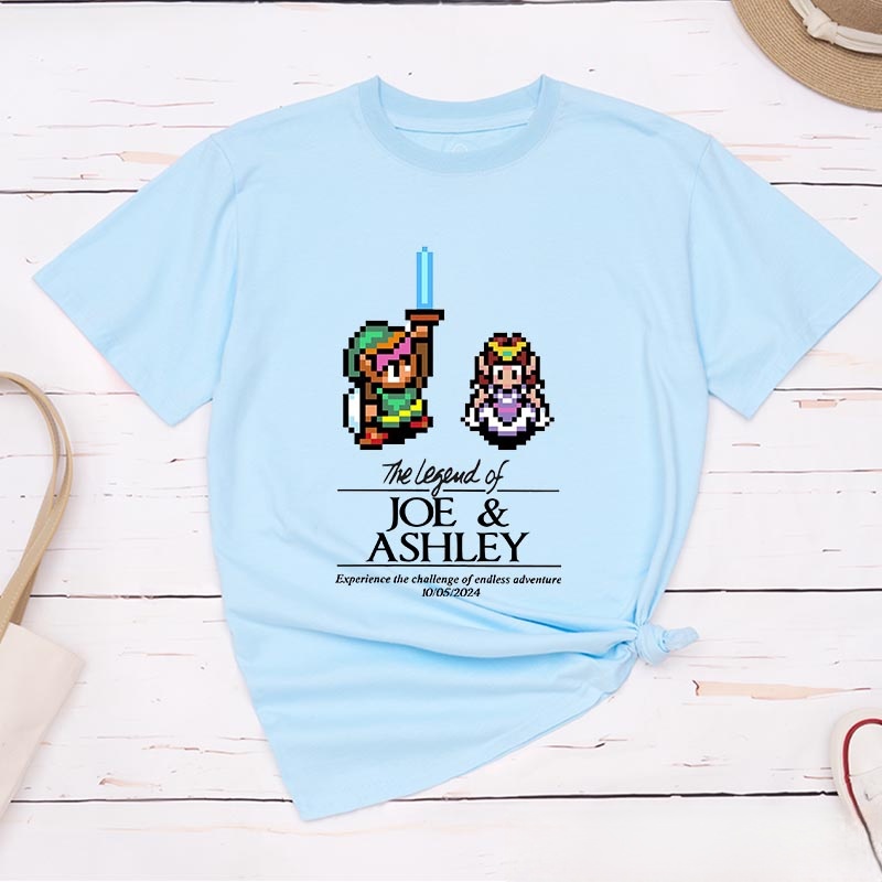 Personalized the Legend of You Couple Anniversary Classic T-Shirts Video Game Tshirt Geek Gaming Nerd Shirt Valentine's Day