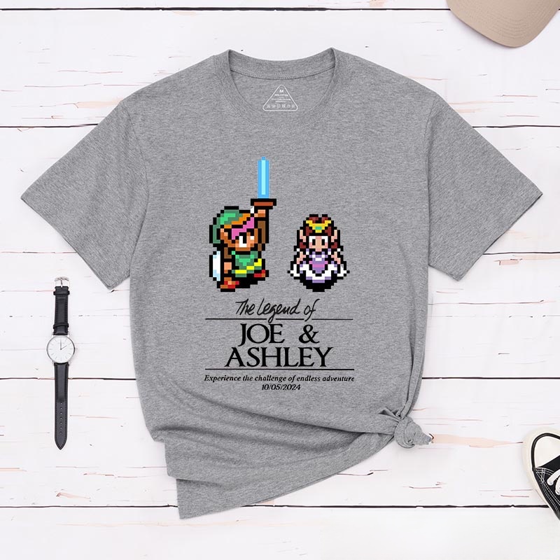 Personalized the Legend of You Couple Anniversary Classic T-Shirts Video Game Tshirt Geek Gaming Nerd Shirt Valentine's Day
