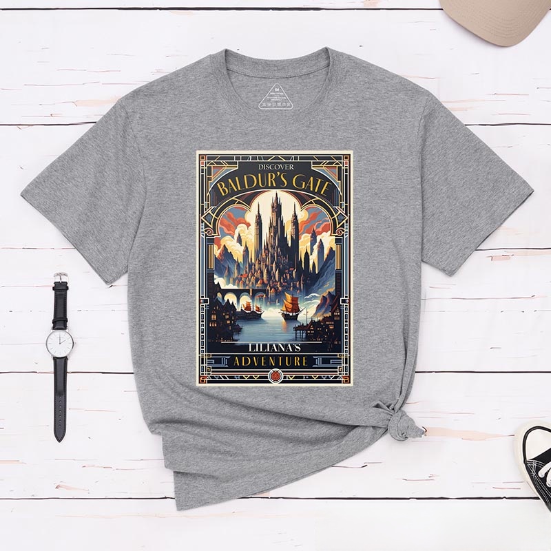 Personalized Journey to the Gate Game Classic T-Shirts CRPG Video Game Tshirt Fantasy Game Shirt