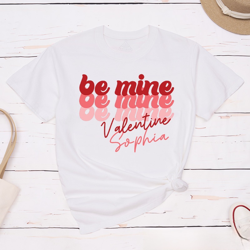 Personalized Couple Be Mine Valentine Matching T-Shirt Valentine's Day T-Shirt for Husband Wife Boyfriend Girlfriend Gift for Hubby Wifey