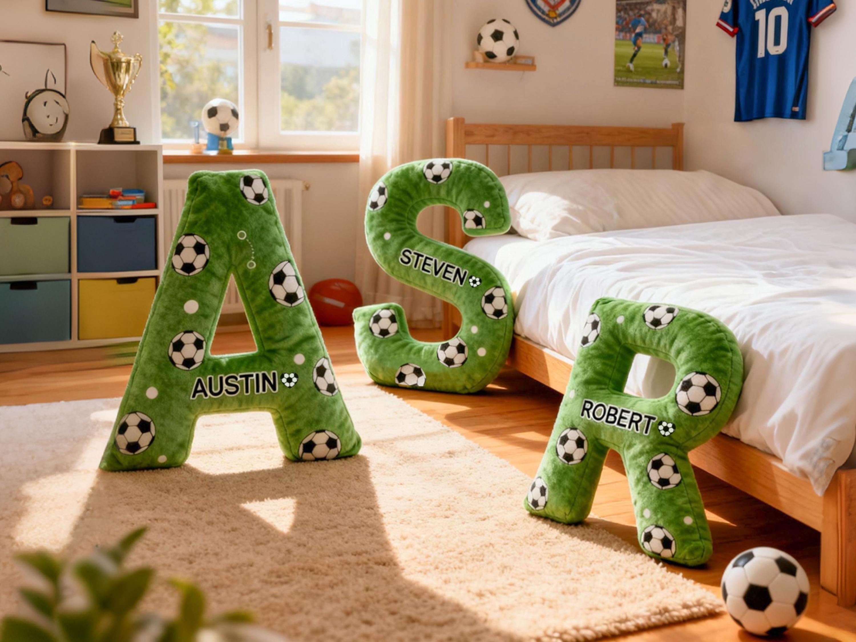 Personalized Soccer Letter Pillow,Custom Initial Pillow with name,Football Lover Fans Gift,Xmas Gift,2026 World Cup Gift for Soccer Players