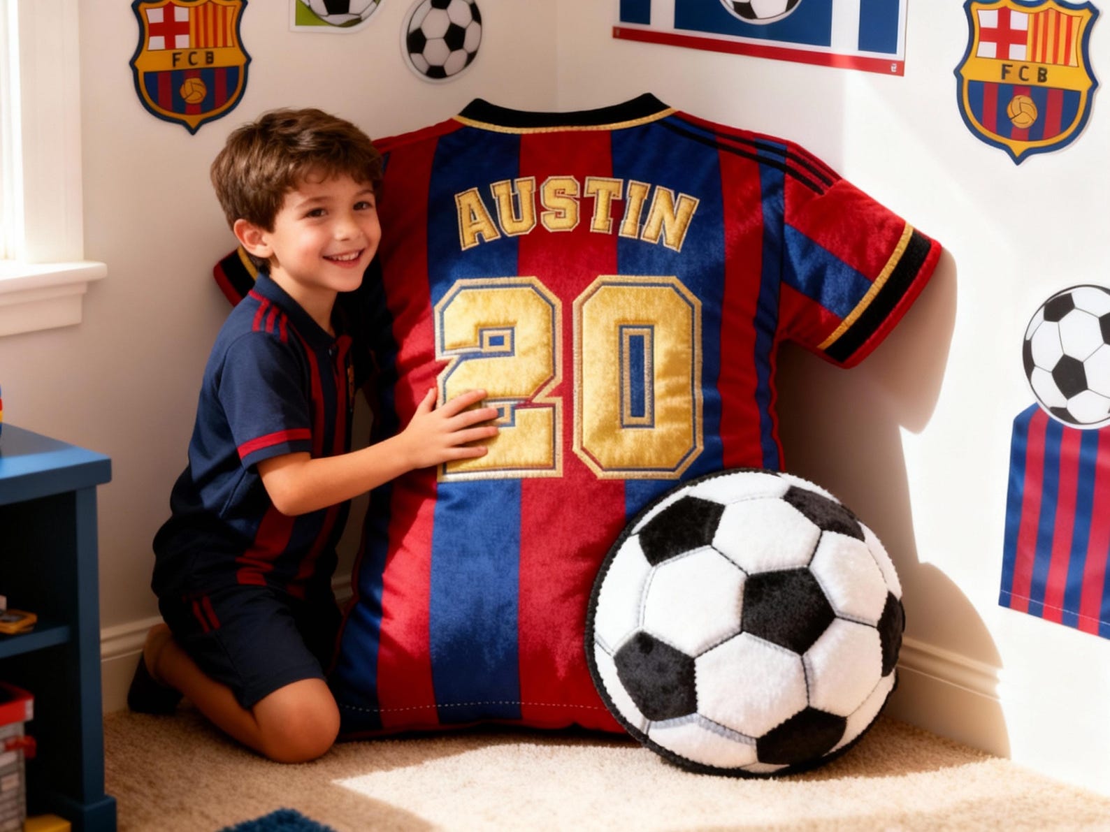 Personalized Graphic 3D Print Soccer Jersey Pillow with Custom Name and Number for Soccer Fans