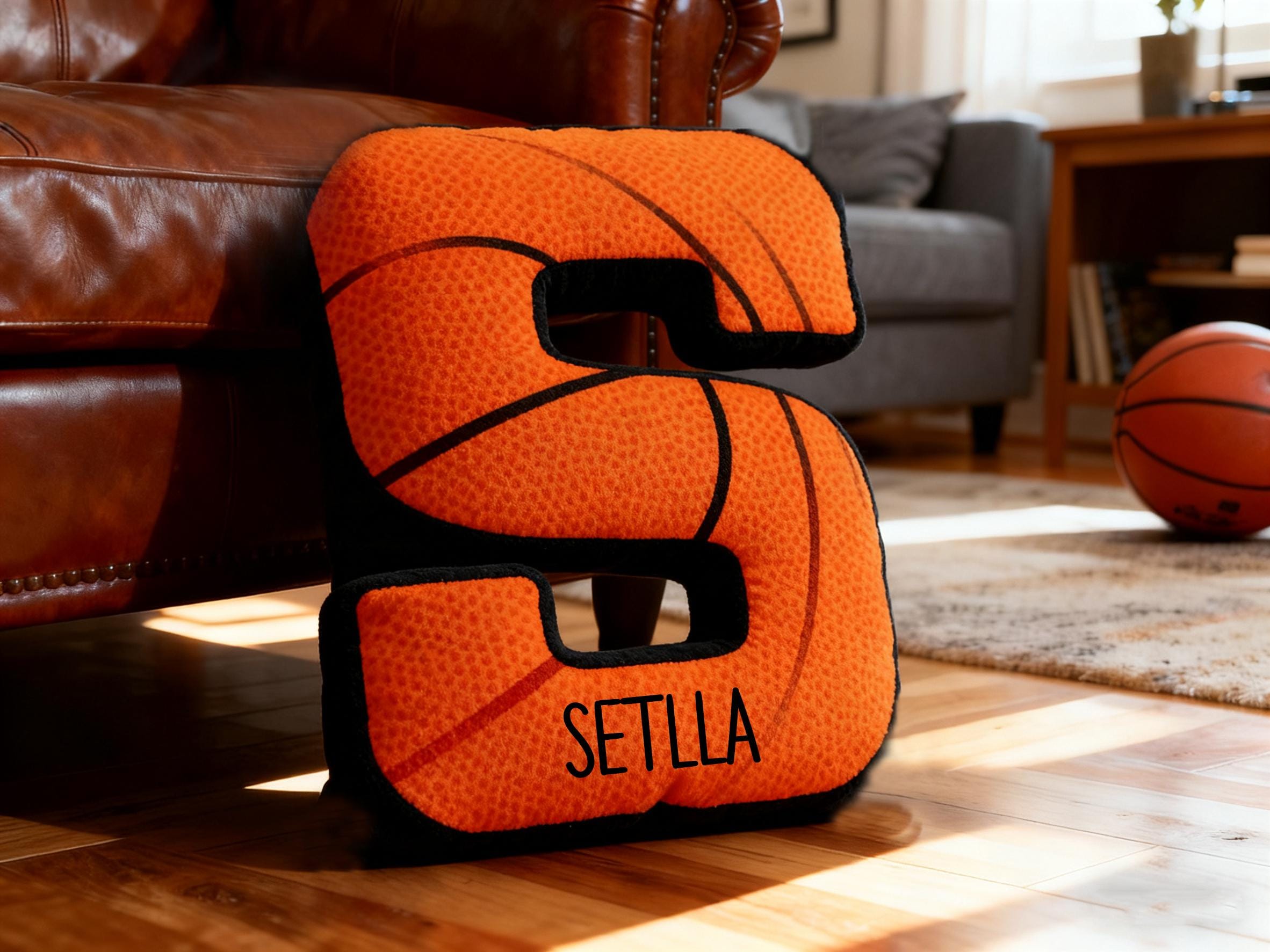 Personalized Initial Basketball Pillow with Custom Name For Basketball Lover Christmas Gifts