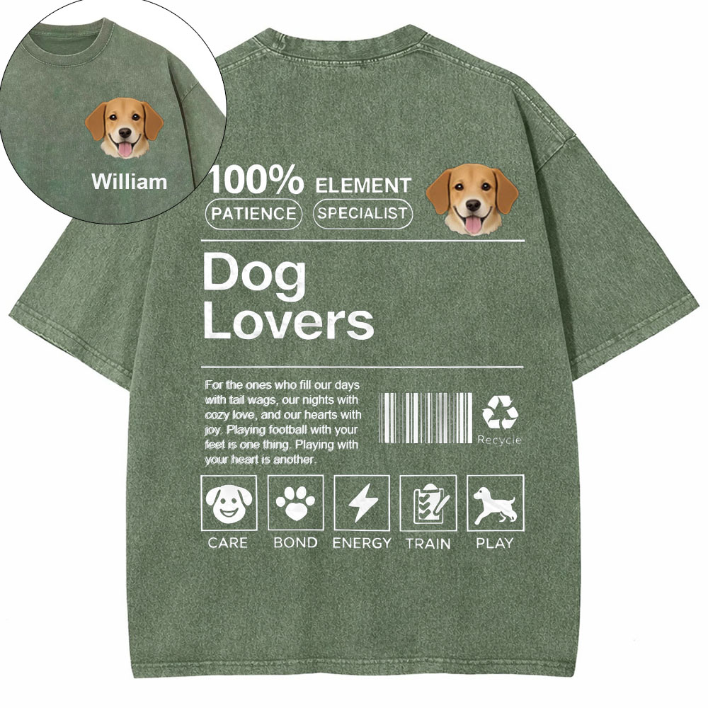 Personalized Dog Pattern Unisex Fit Washed T-Shirt with Name and  Dog Photo