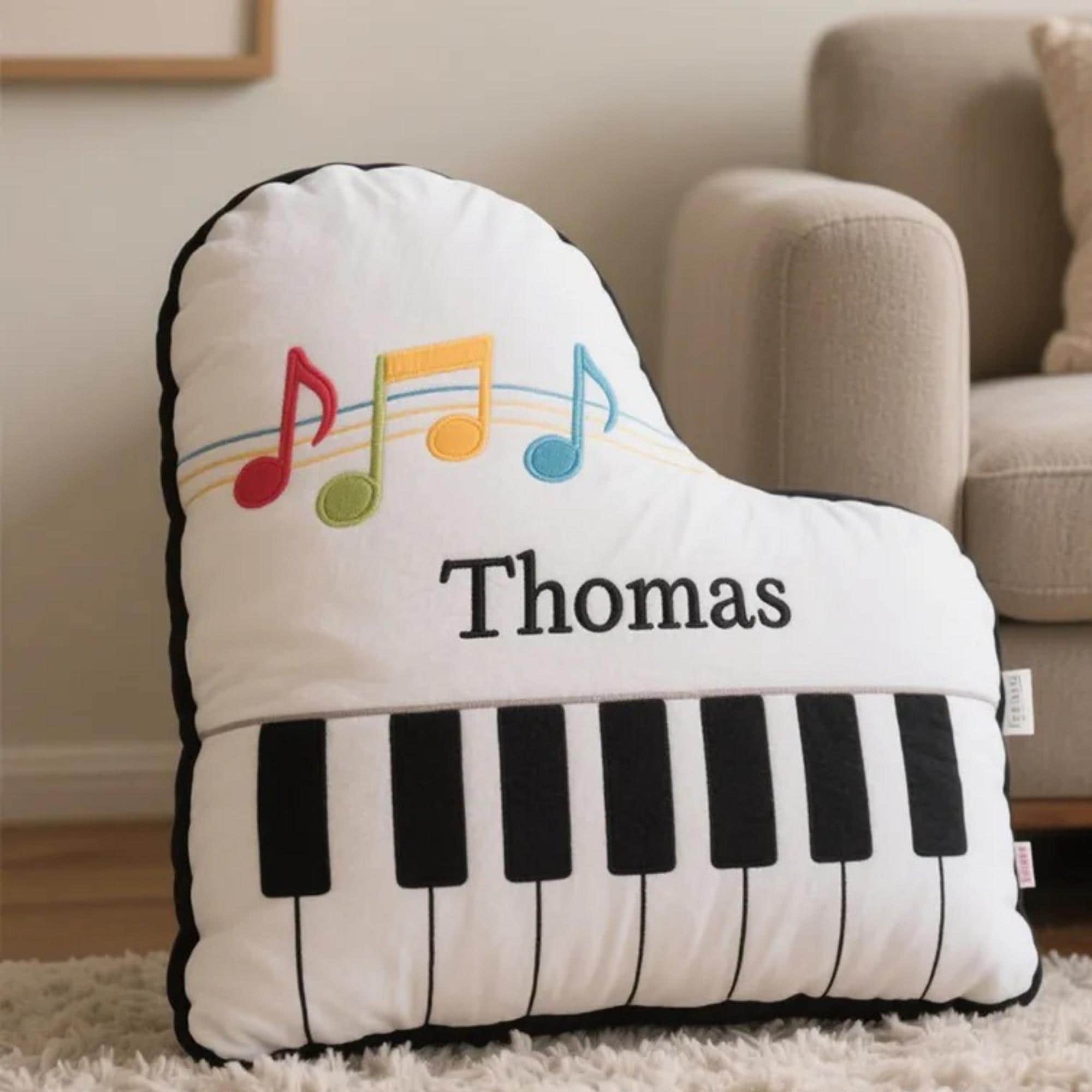 Personalized Piano Shaped Printed Pillow for Music Lovers