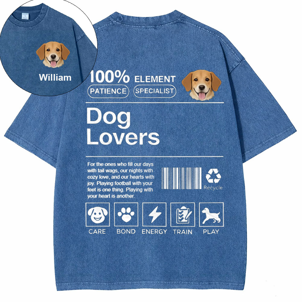 Personalized Dog Pattern Unisex Fit Washed T-Shirt with Name and  Dog Photo