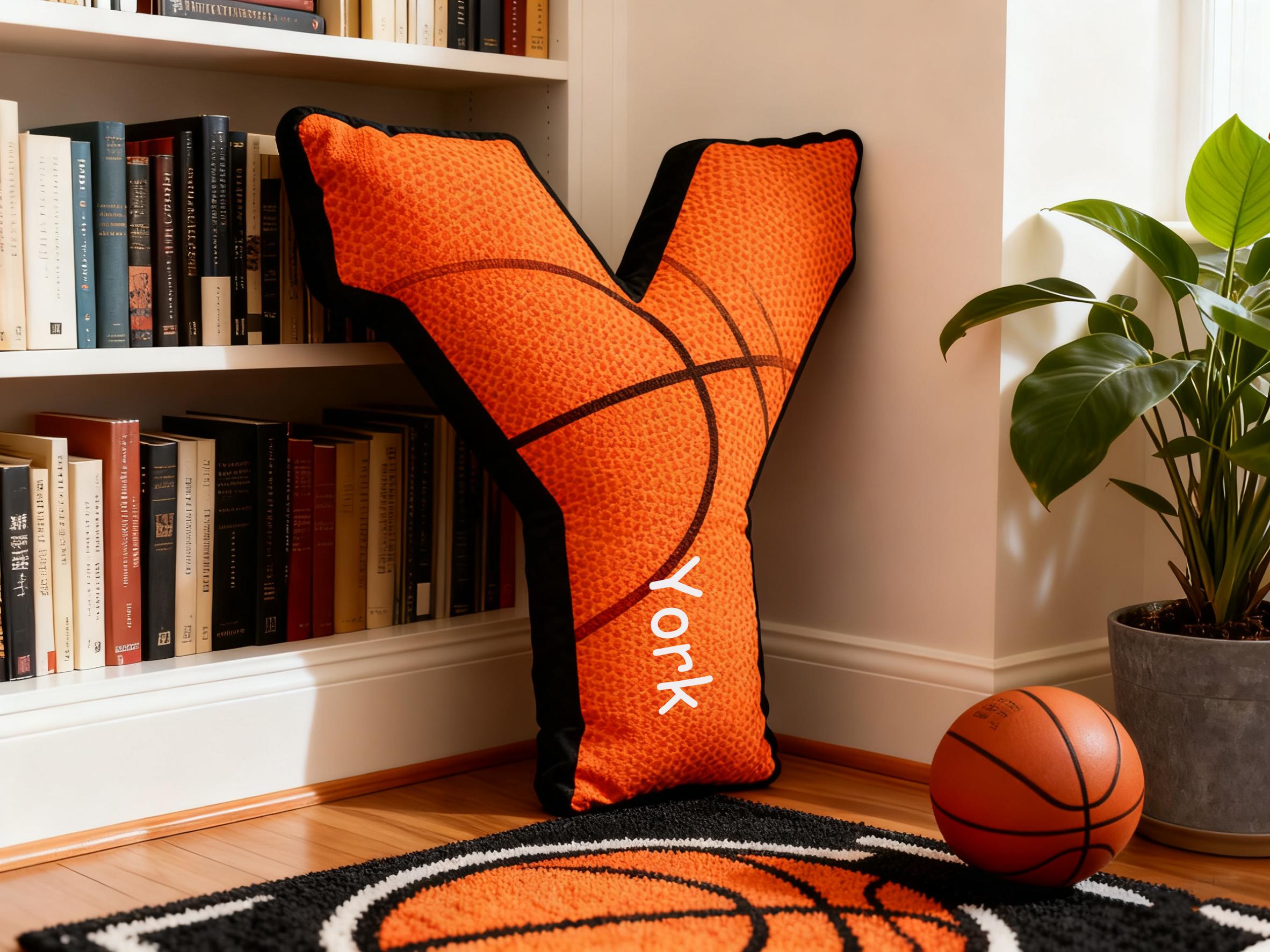 Personalized Initial Basketball Pillow with Custom Name For Basketball Lover Christmas Gifts