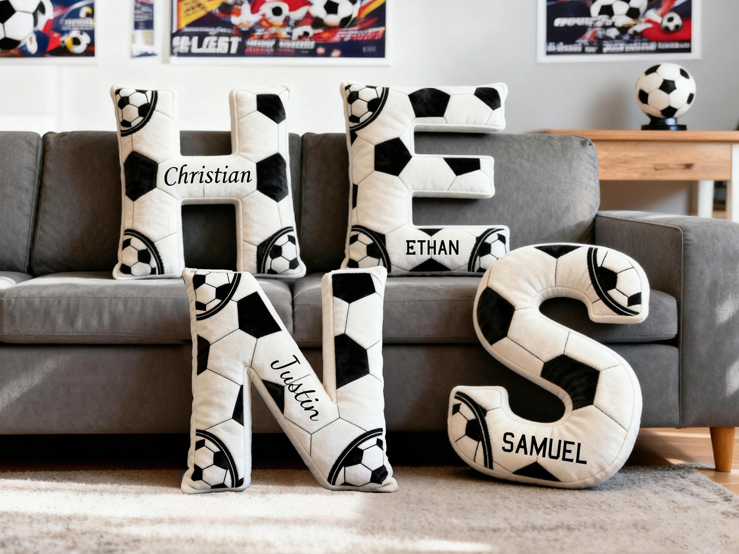 Personalized Letter Pillow with name 3D Soccer Pillow ,Custom Soccer Ball Letter Pillow 2026 World Cup Initial For Sport Lover Gifts