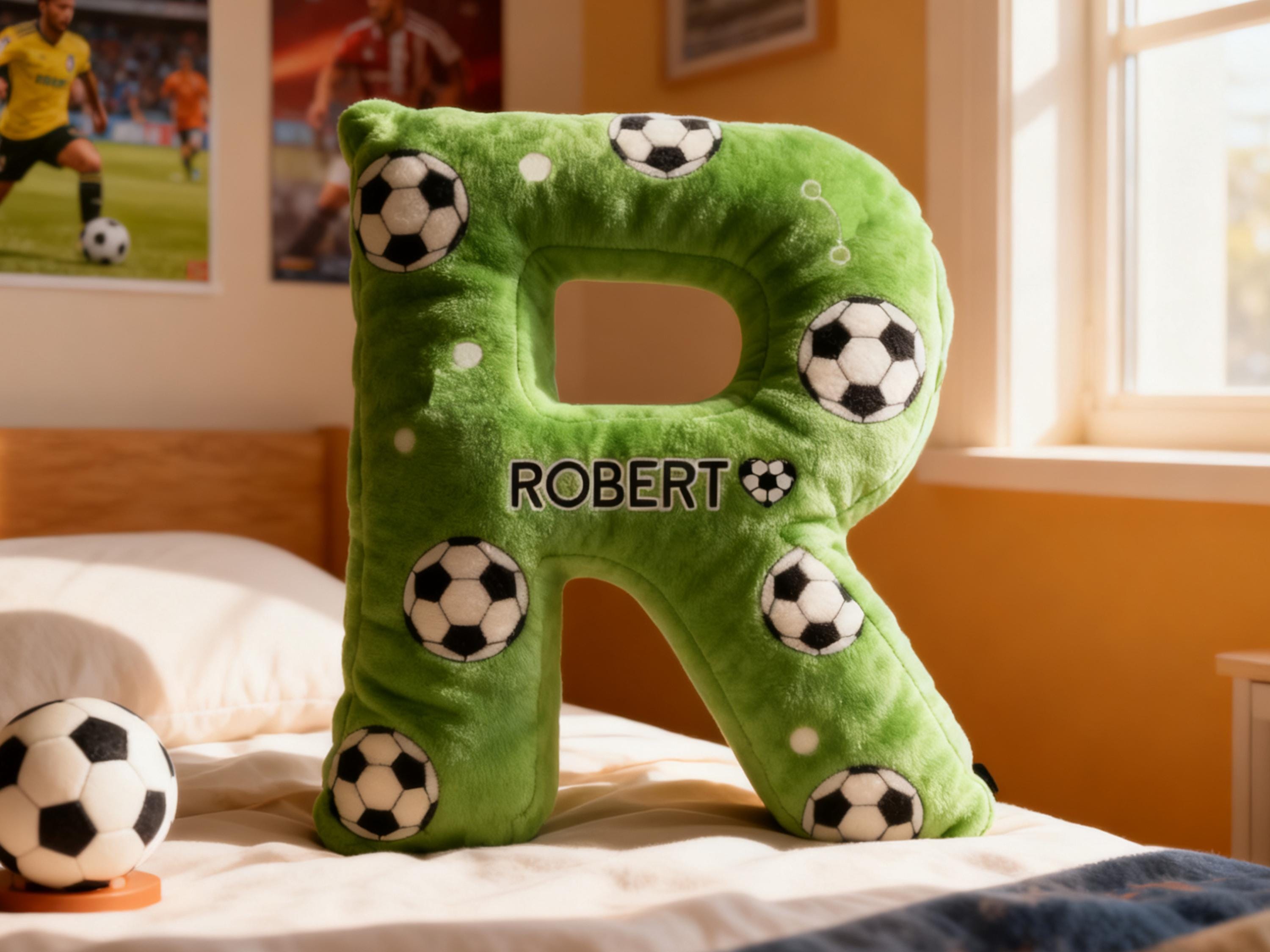 Personalized Soccer Letter Pillow,Custom Initial Pillow with name,Football Lover Fans Gift,Xmas Gift,2026 World Cup Gift for Soccer Players