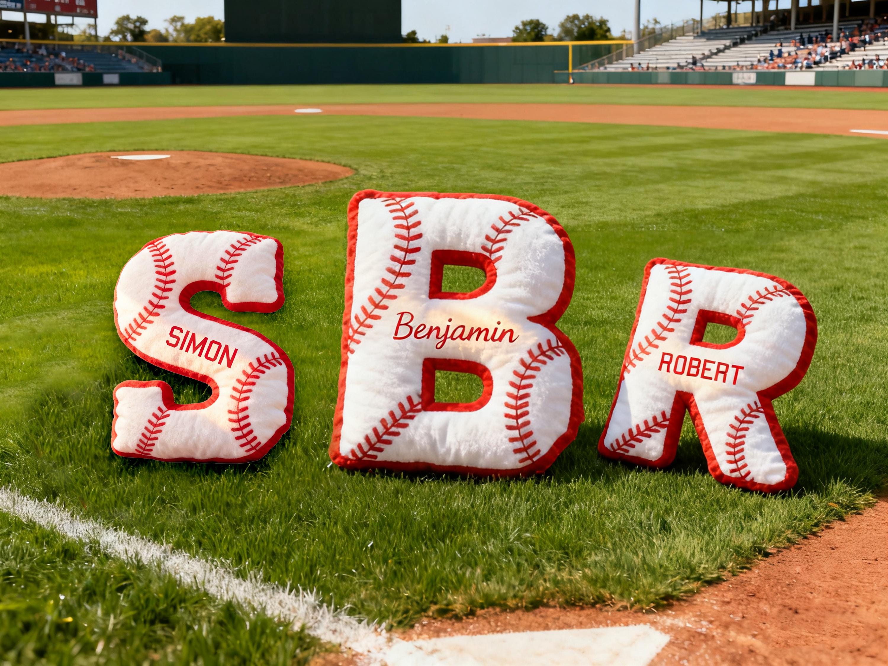 Personalized Baseball Letter Pillow,Custom Initial Sports Pillow,Basetball Lover Player Fans Gift,Xmas Gift for Basetball Players