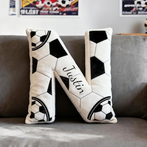 Personalized Letter Pillow with name 3D Soccer Pillow ,Custom Soccer Ball Letter Pillow 2026 World Cup Initial For Sport Lover Gifts