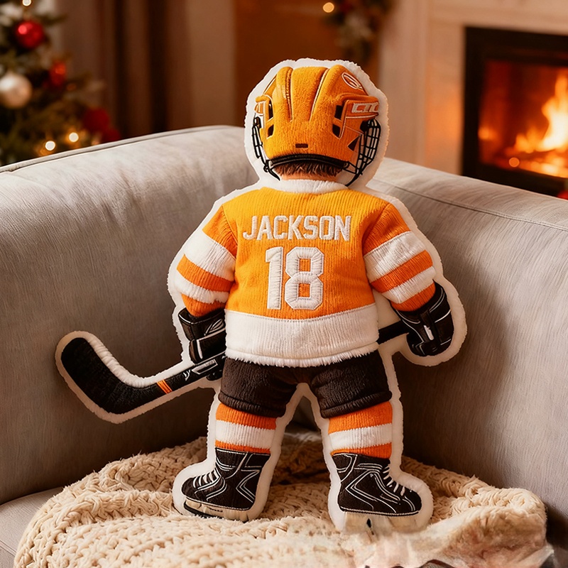 Personalized Graphic 3D Print Ice Hockey Player Pillow with Custom Name and Number Graphic 3D Print