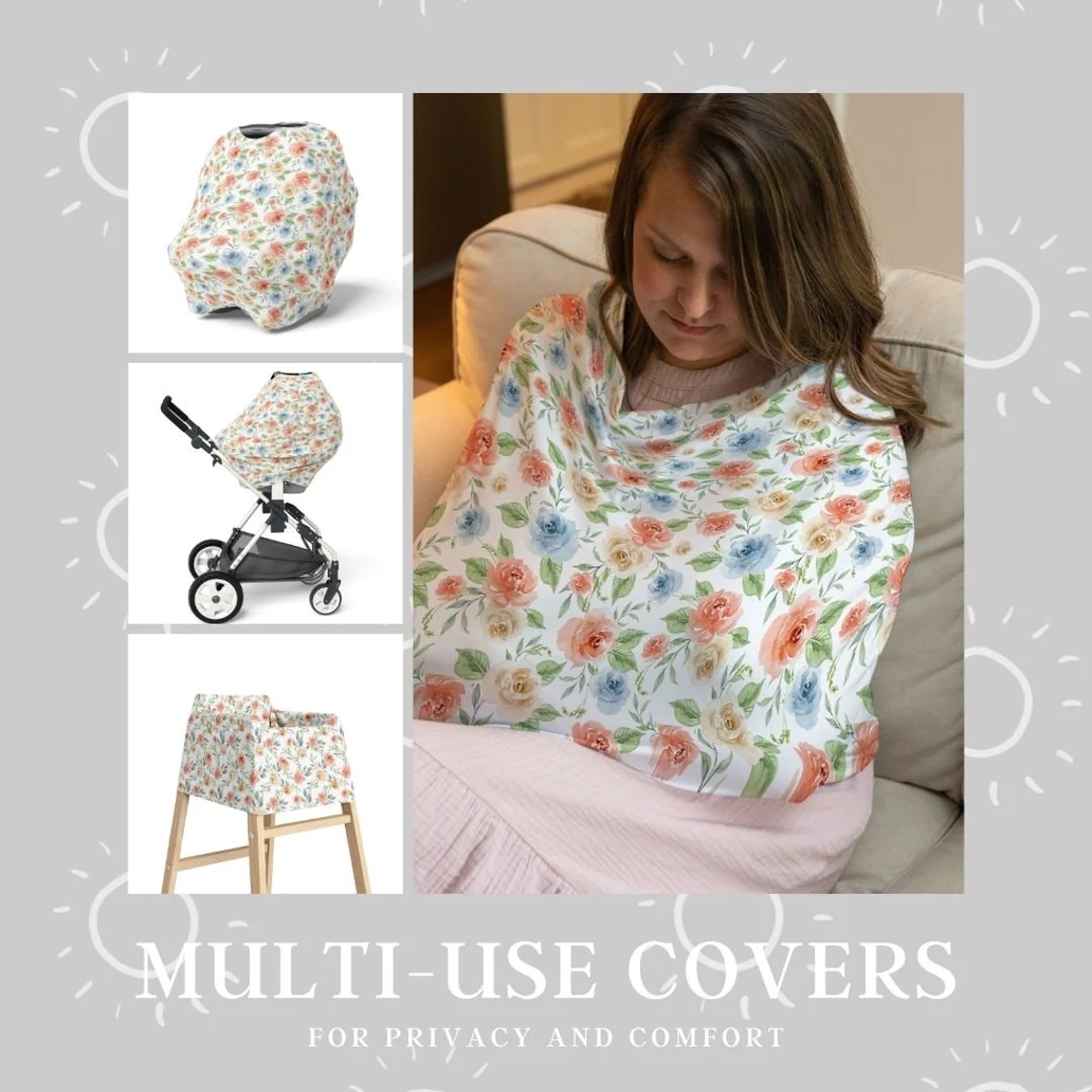 Personalized Baby Flower Car Seat Canopy| Canopyl27