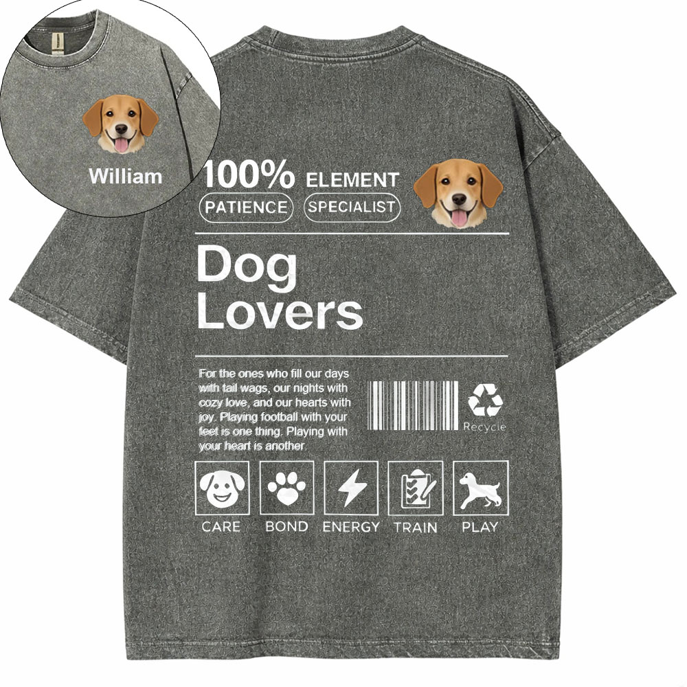 Personalized Dog Pattern Unisex Fit Washed T-Shirt with Name and  Dog Photo