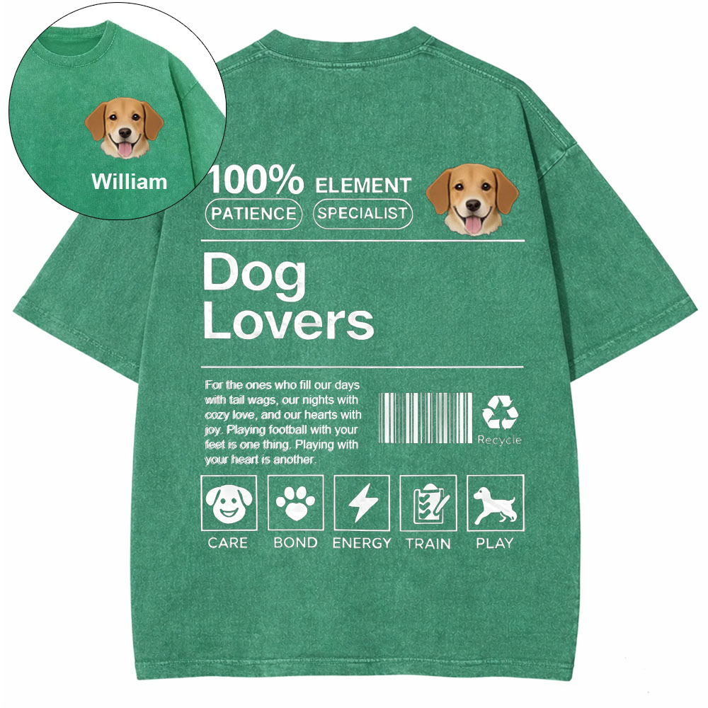 Personalized Dog Pattern Unisex Fit Washed T-Shirt with Name and  Dog Photo