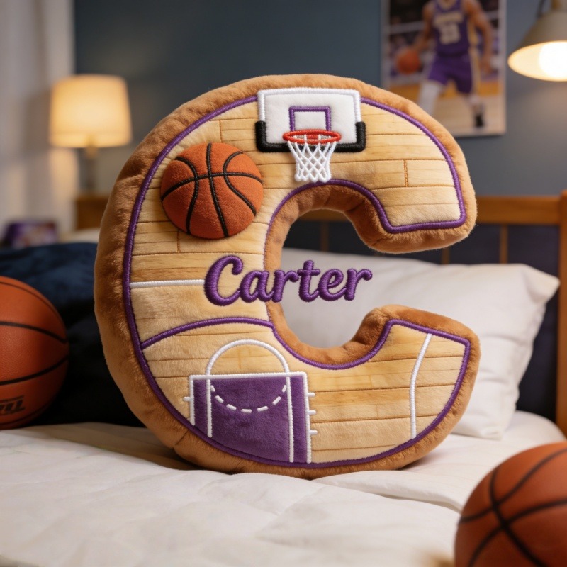 Personalized Basketball Initial Pillow With Name