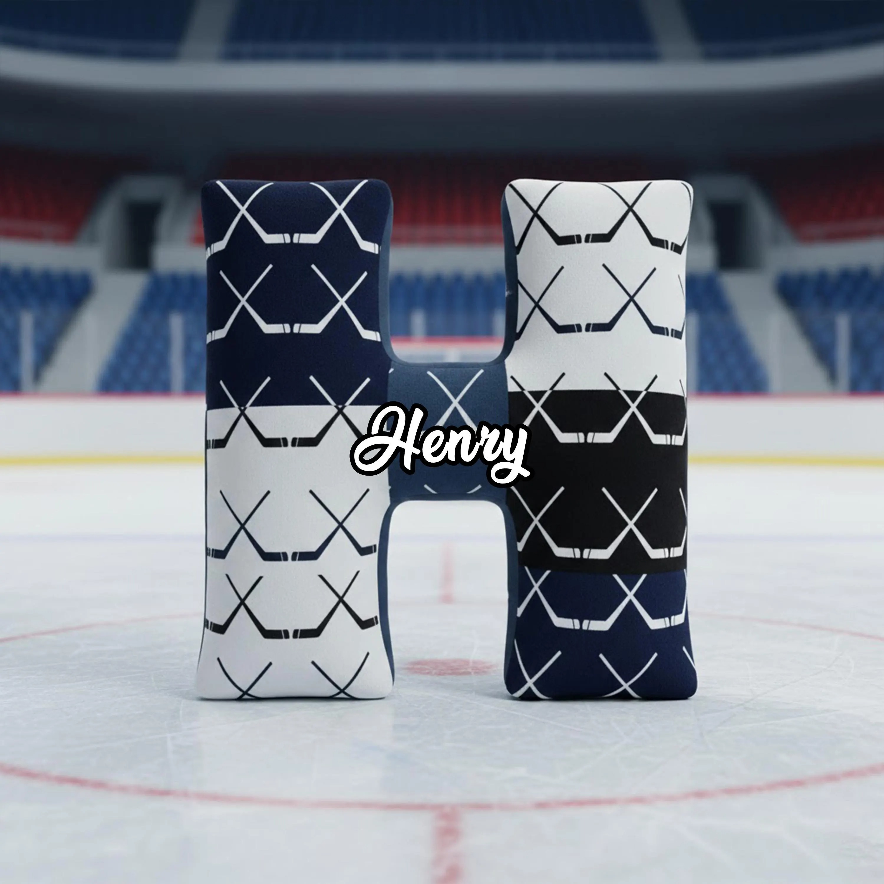 Personalized Letter Hockey Initial Pillow with Name for Hockey Lovers