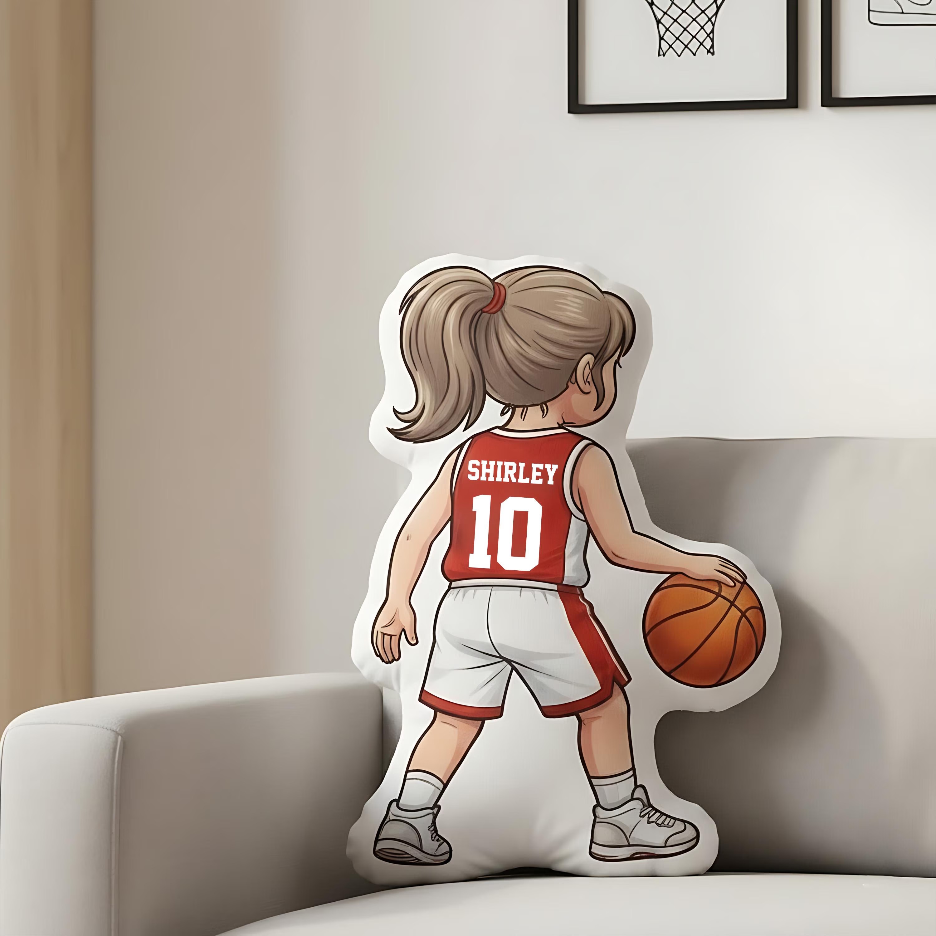 Personalized Basketball Girl Pillow With Custom Name Number Cute Sports Cushion Gift for Girlfriend Basketball Lover Gift
