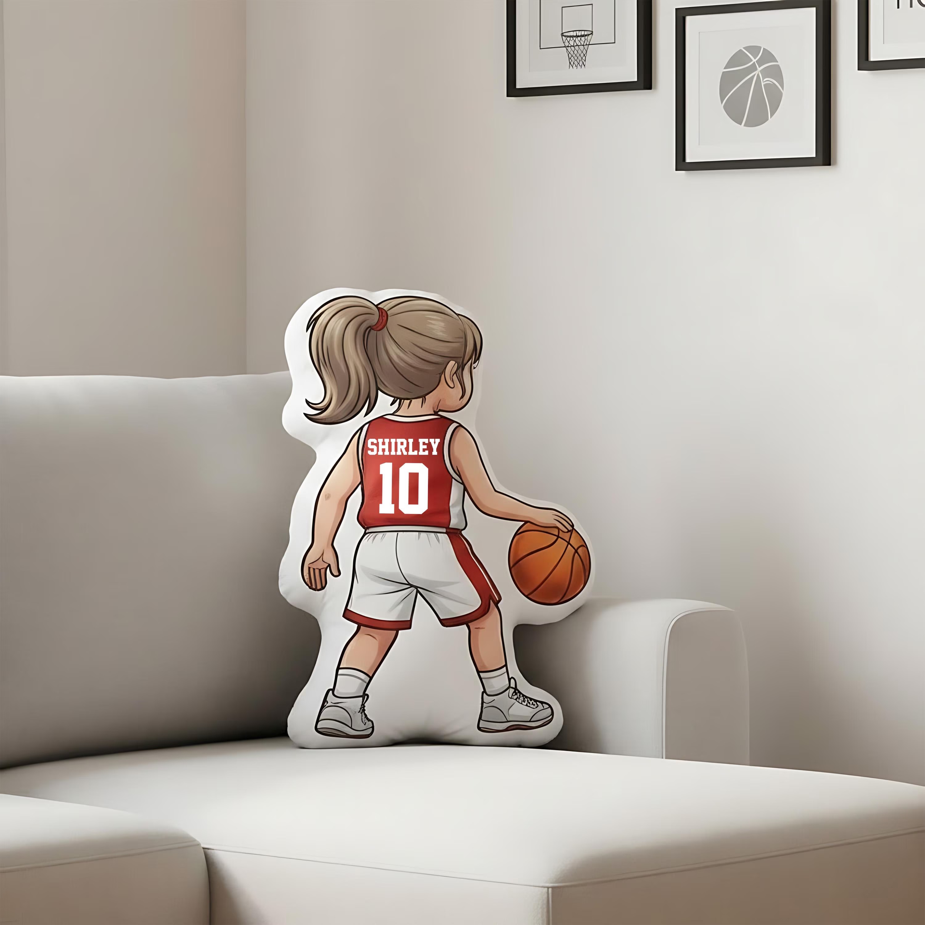 Personalized Basketball Girl Pillow With Custom Name Number Cute Sports Cushion Gift for Girlfriend Basketball Lover Gift