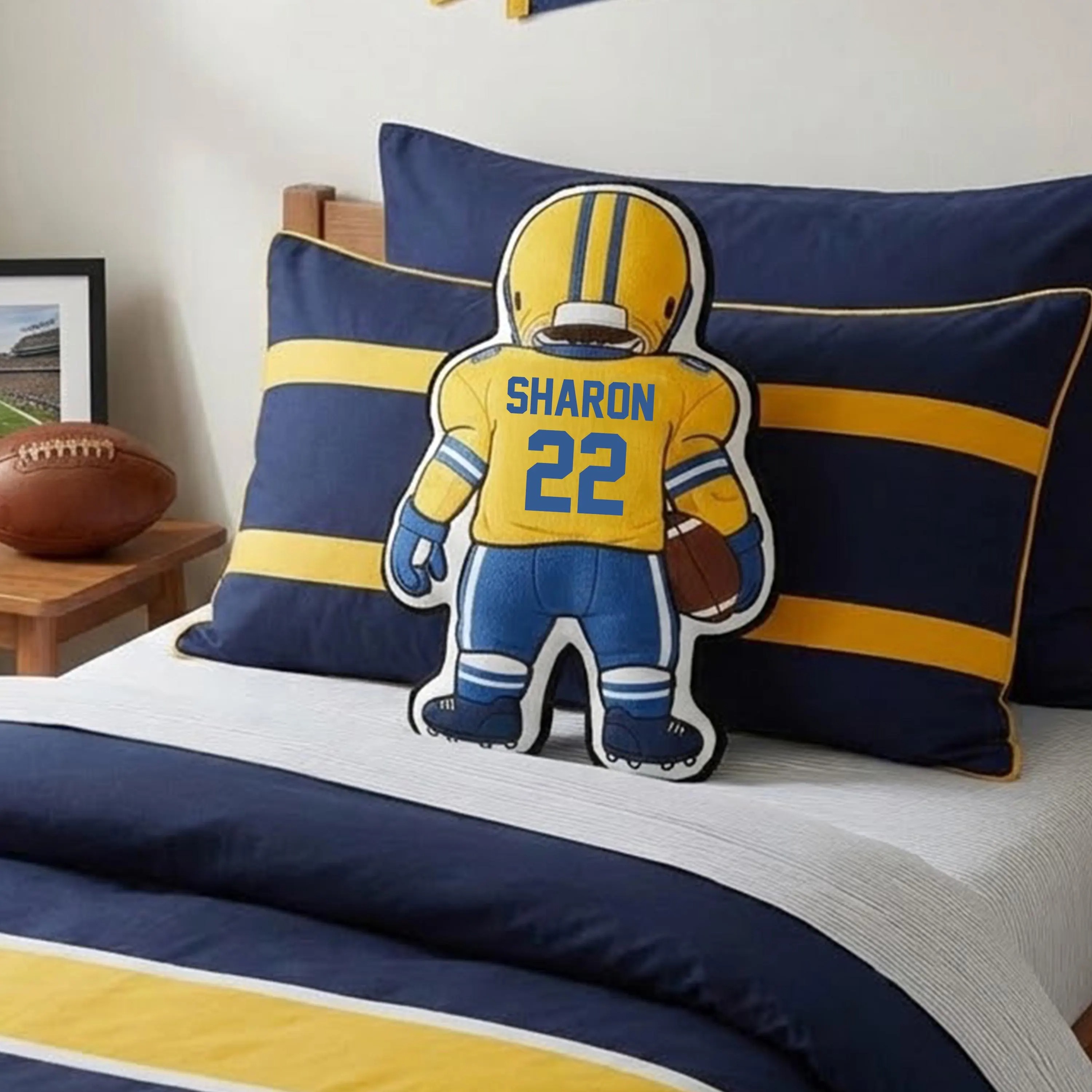 Personalized Football Pillow with Name Number for Kids Football Gift