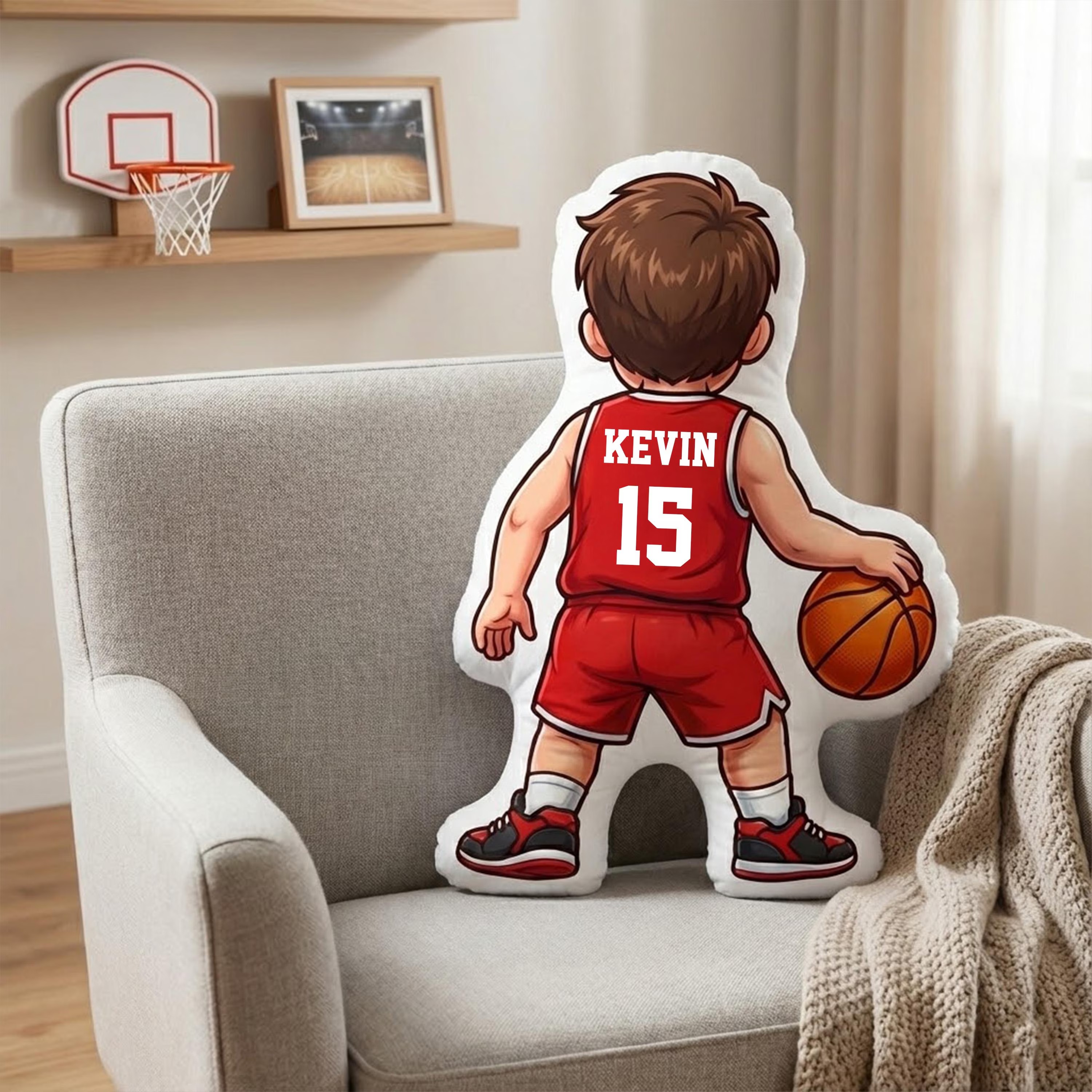Personalized Basketball Girl Pillow With Custom Name Number Cute Sports Cushion Gift for Boyfriend Basketball Lover Gift