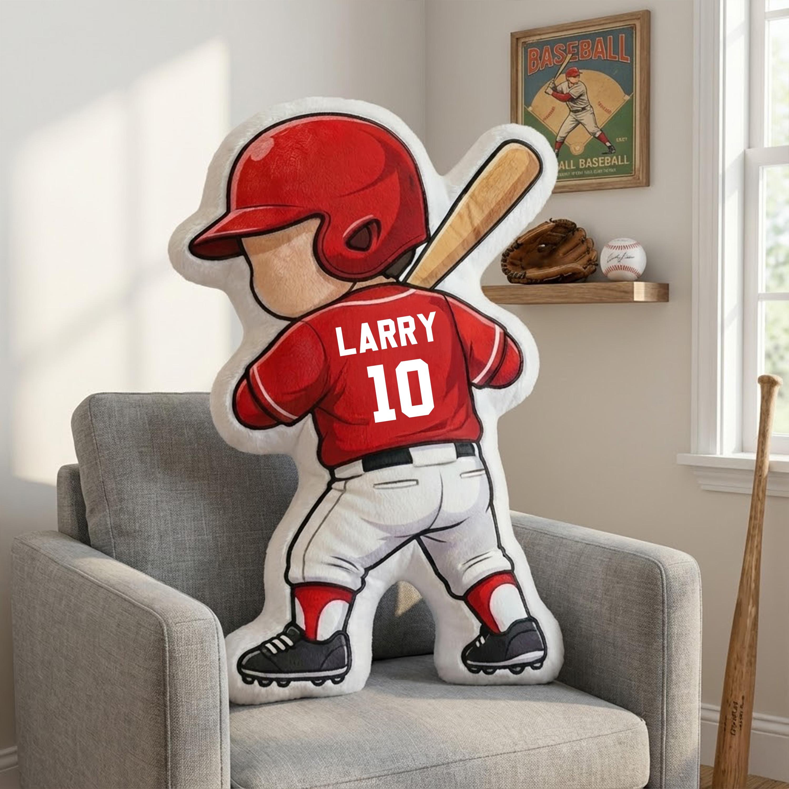 Personalized Baseball Player Pillow with Custom Name and Number Baseball Cushion Cute Sports Gift for Boyfriend Baseball Lover Gift