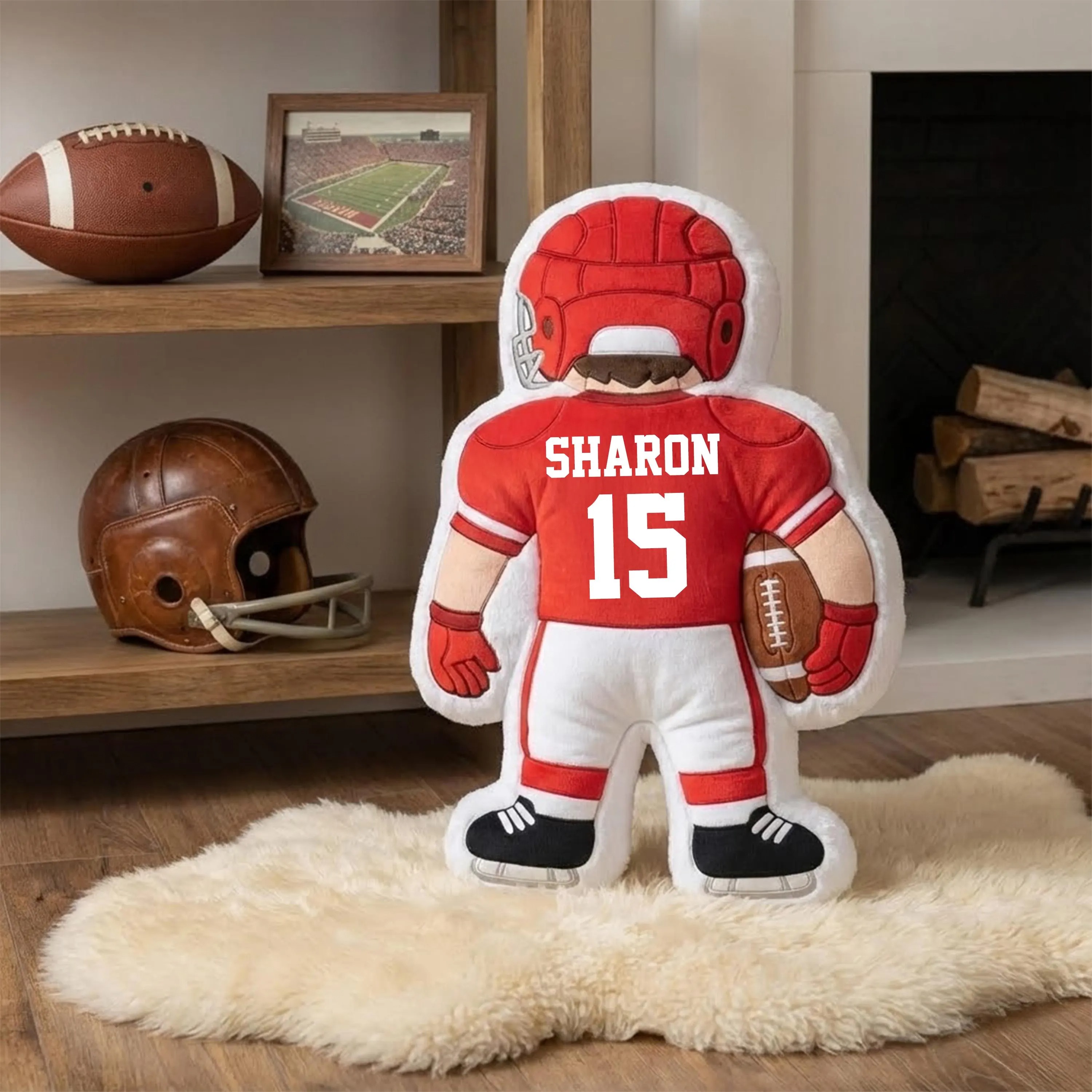 Personalized Football Pillow with Name Number for Kids Football Gift