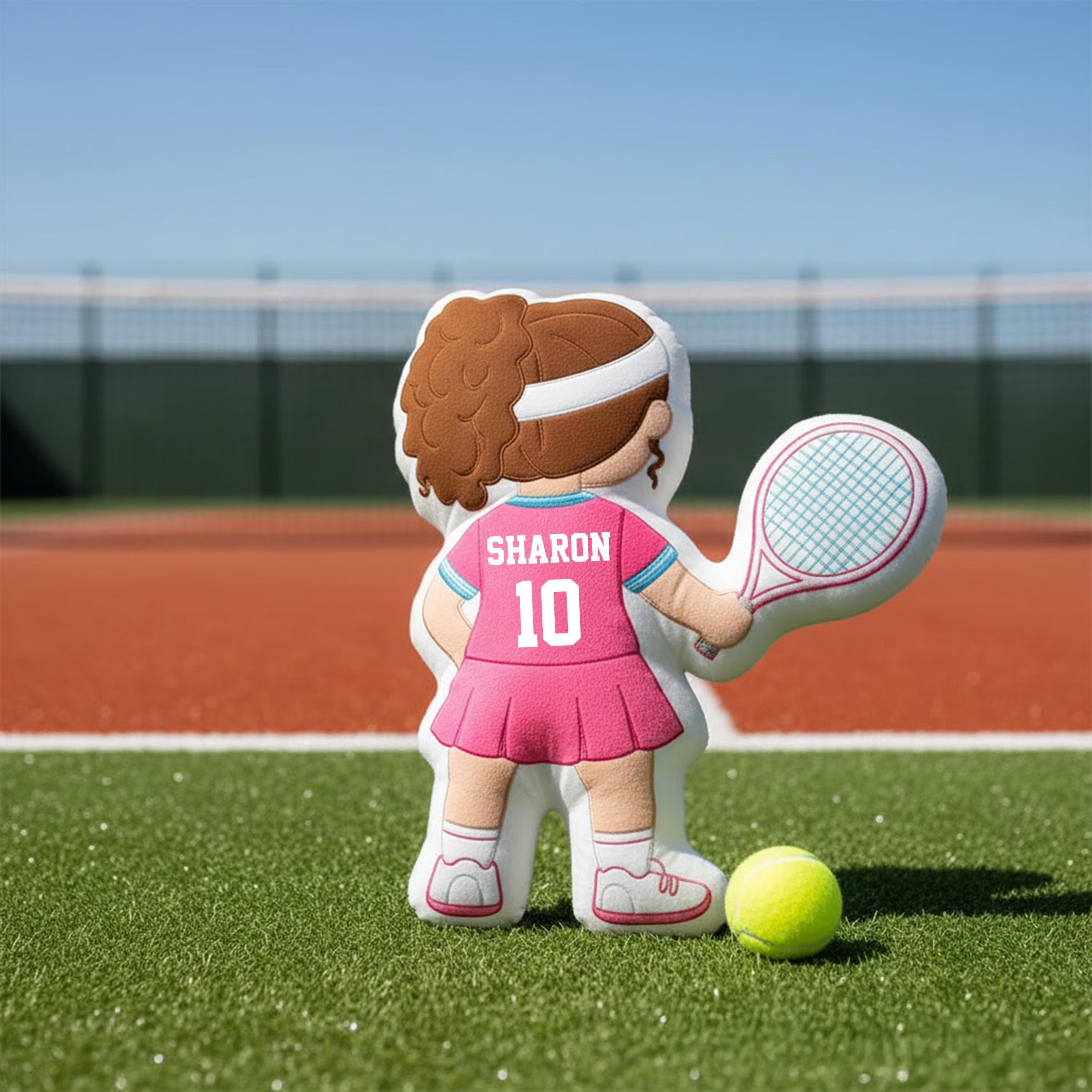 Personalized Tennis Girl Pillow with Custom Name Number Cute Sports Cushion Gift for Girlfriend Tennis Lover Gift