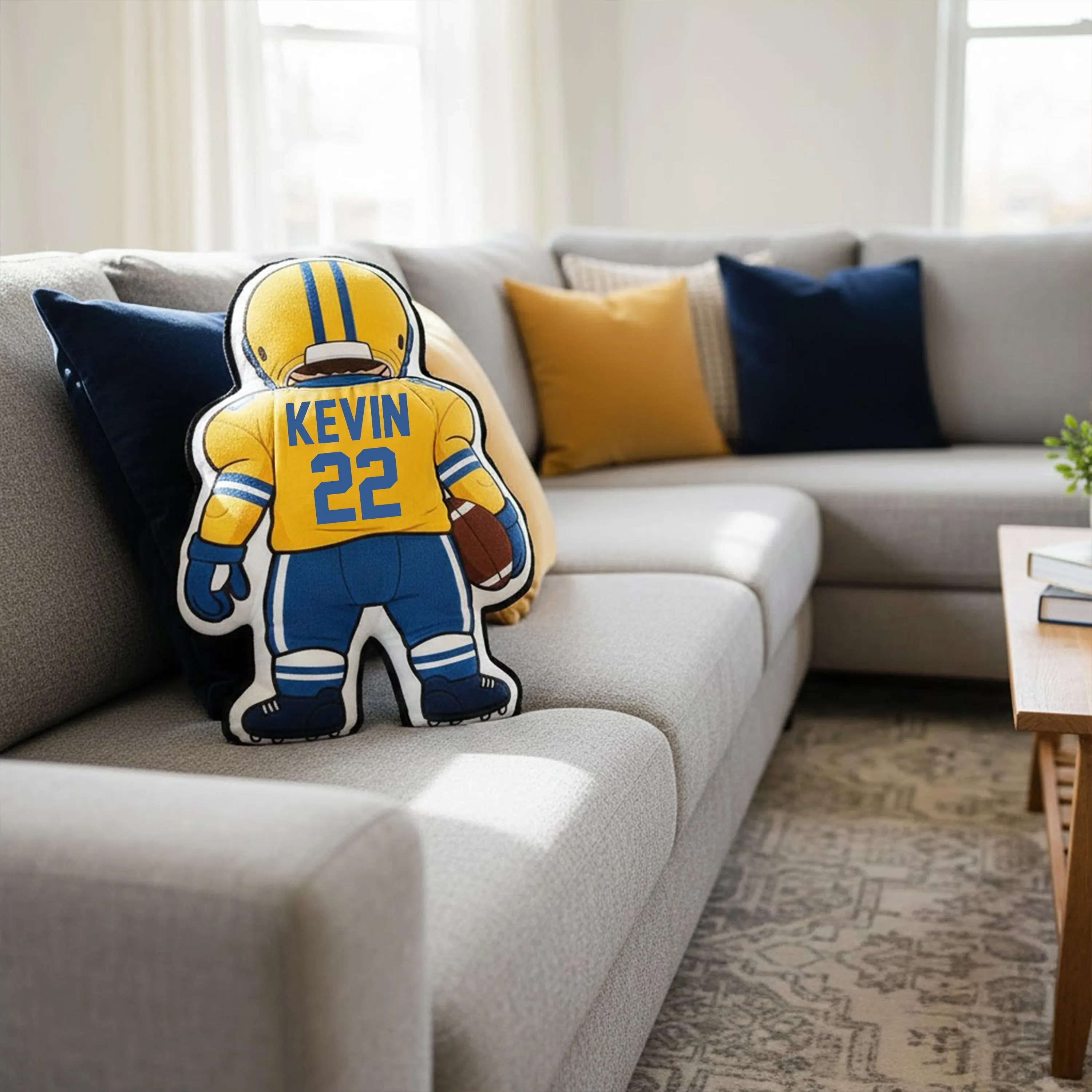 Personalized Football Pillow with Name Number for Kids Football Gift