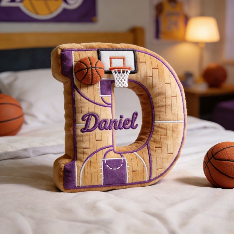 Personalized Basketball Initial Pillow With Name