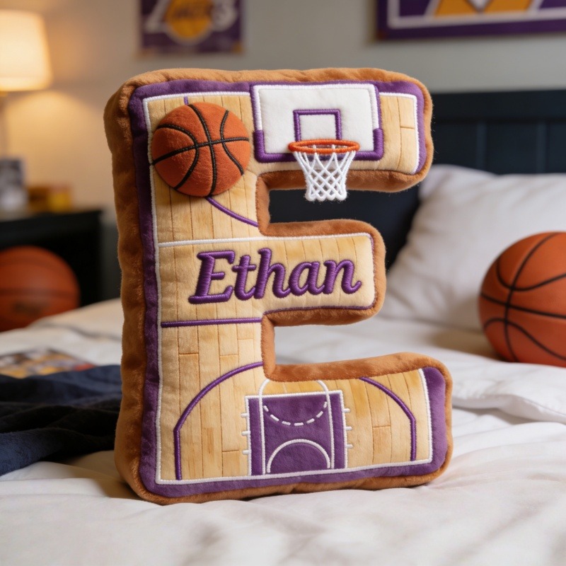 Personalized Basketball Initial Pillow With Name