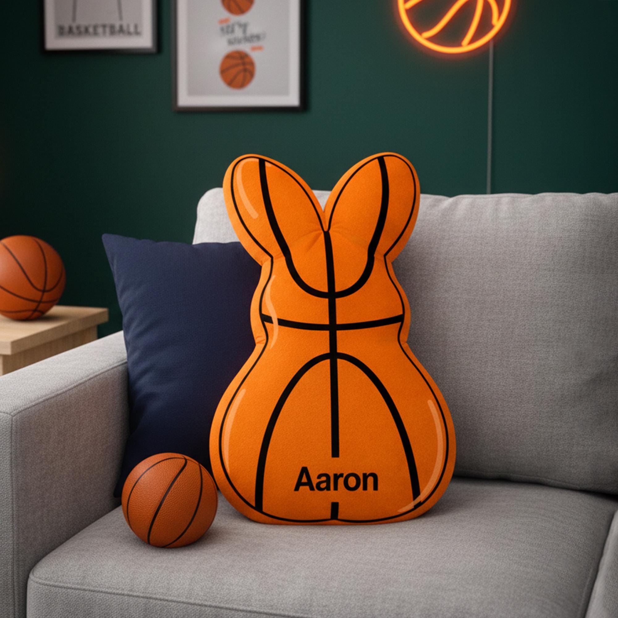Personalized Basketball Bunny Pillow with Name for Youth Basketball or Basketball Lovers