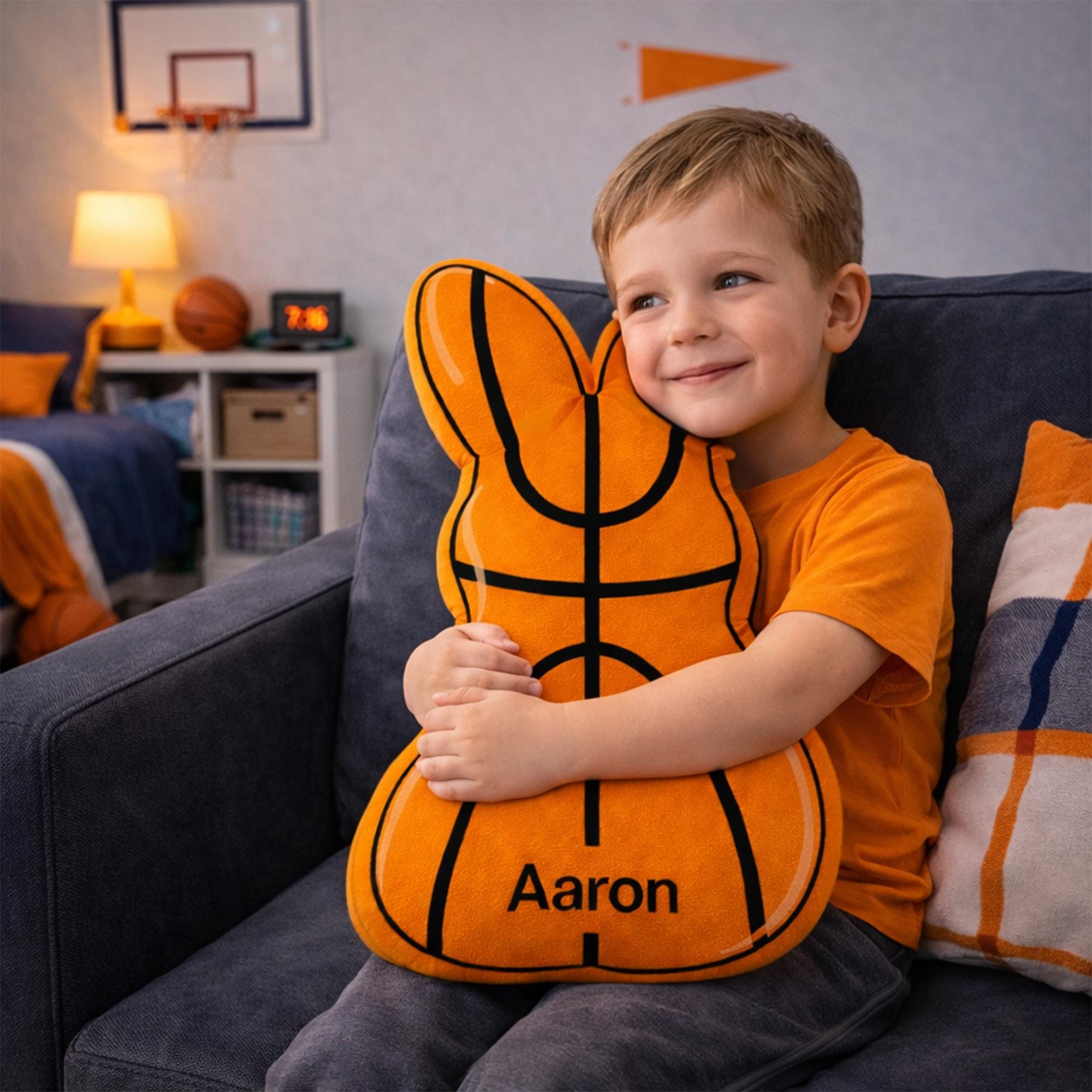 Personalized Basketball Bunny Pillow with Name for Youth Basketball or Basketball Lovers