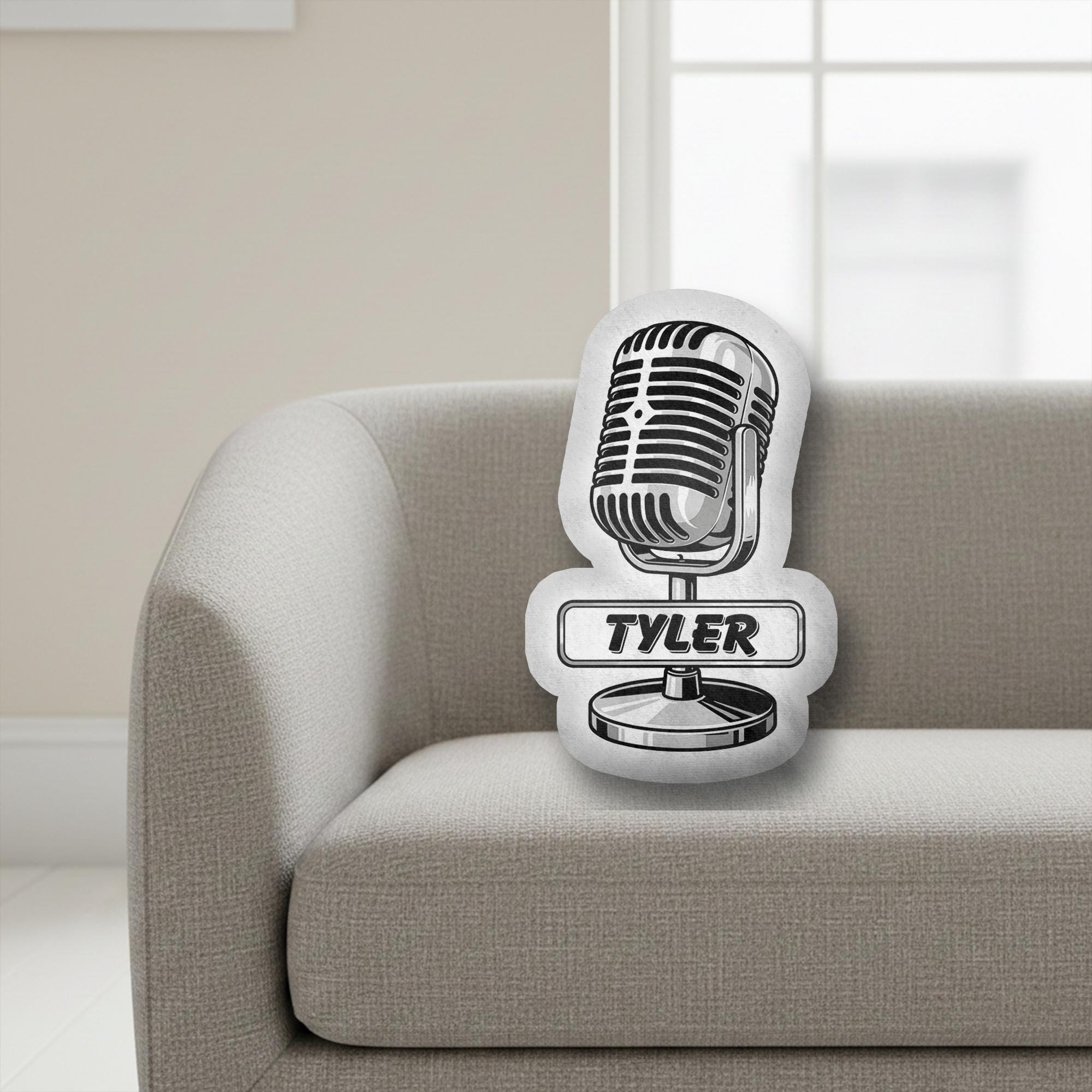 Personalized Microphone 3D Print Pillow With Your Own Name for Music Lovers