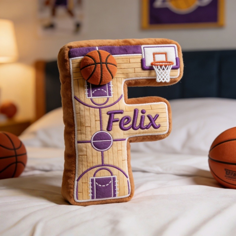 Personalized Basketball Initial Pillow With Name
