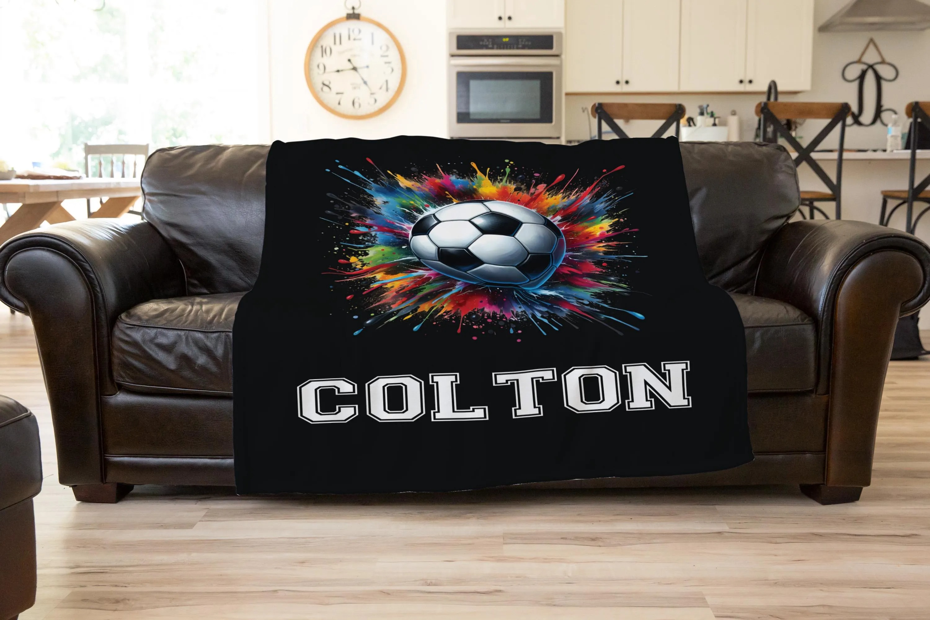 Personalized Soccer Blanket – Custom Name Throw for Soccer Players And Fans