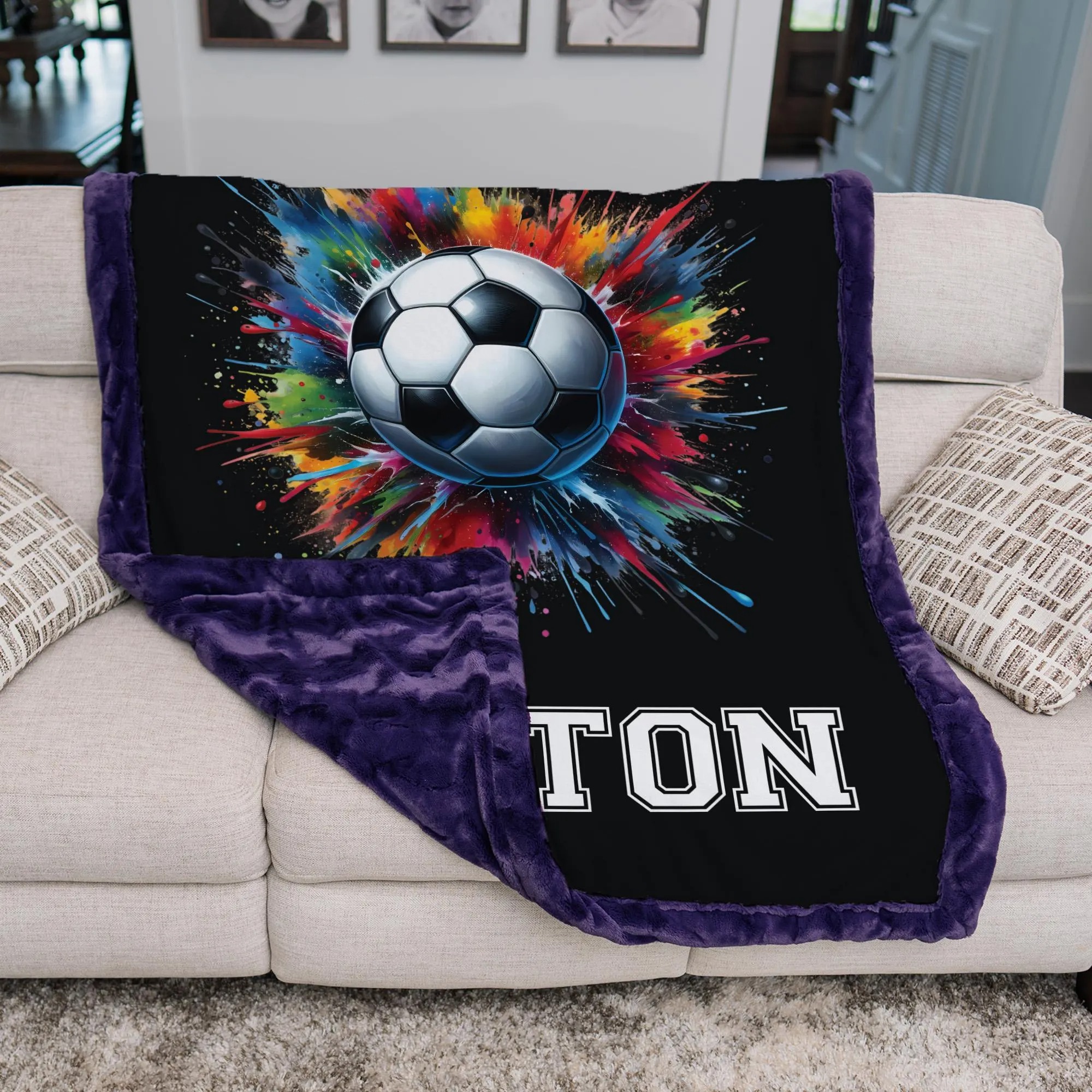 Personalized Soccer Blanket – Custom Name Throw for Soccer Players And Fans