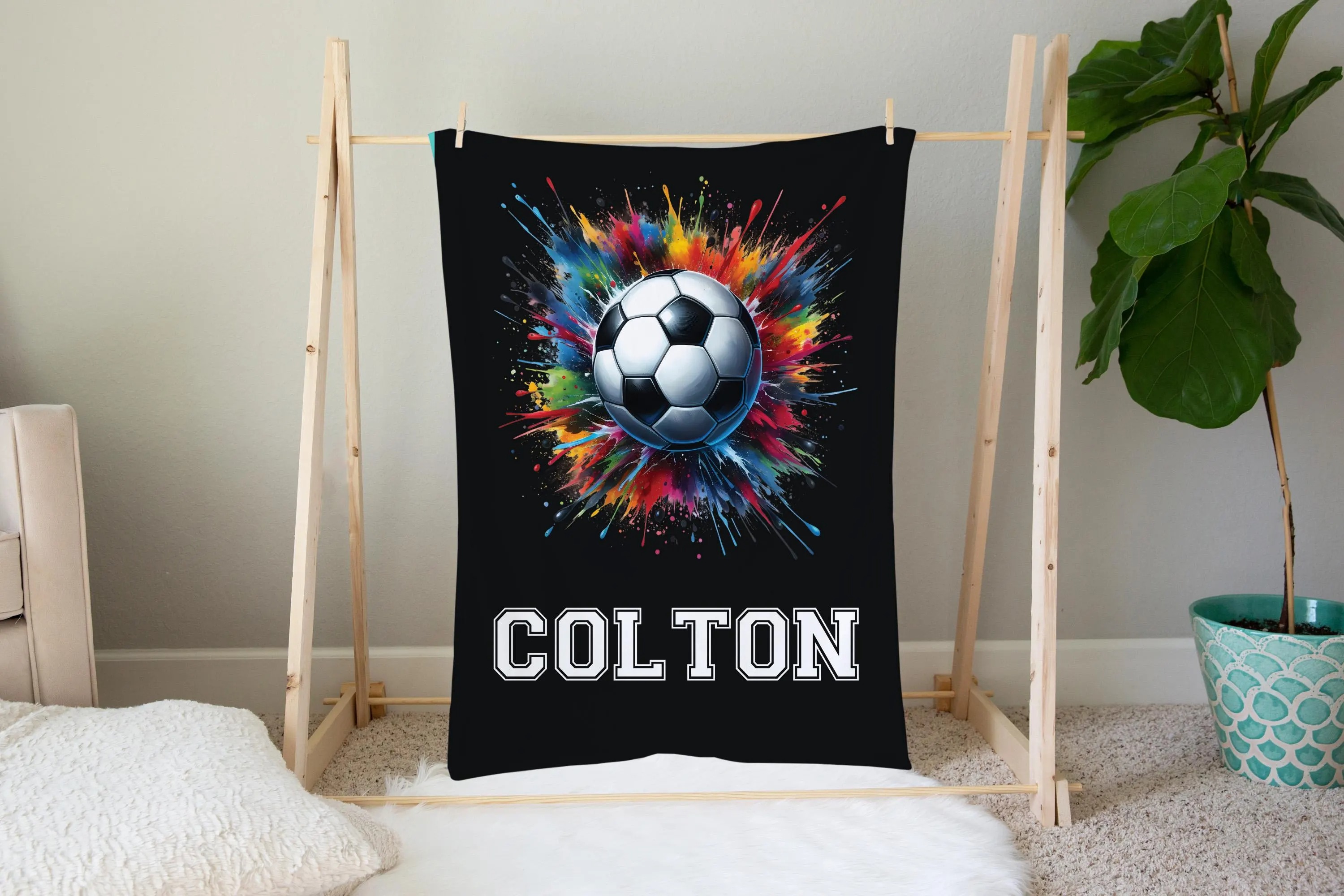 Personalized Soccer Blanket – Custom Name Throw for Soccer Players And Fans