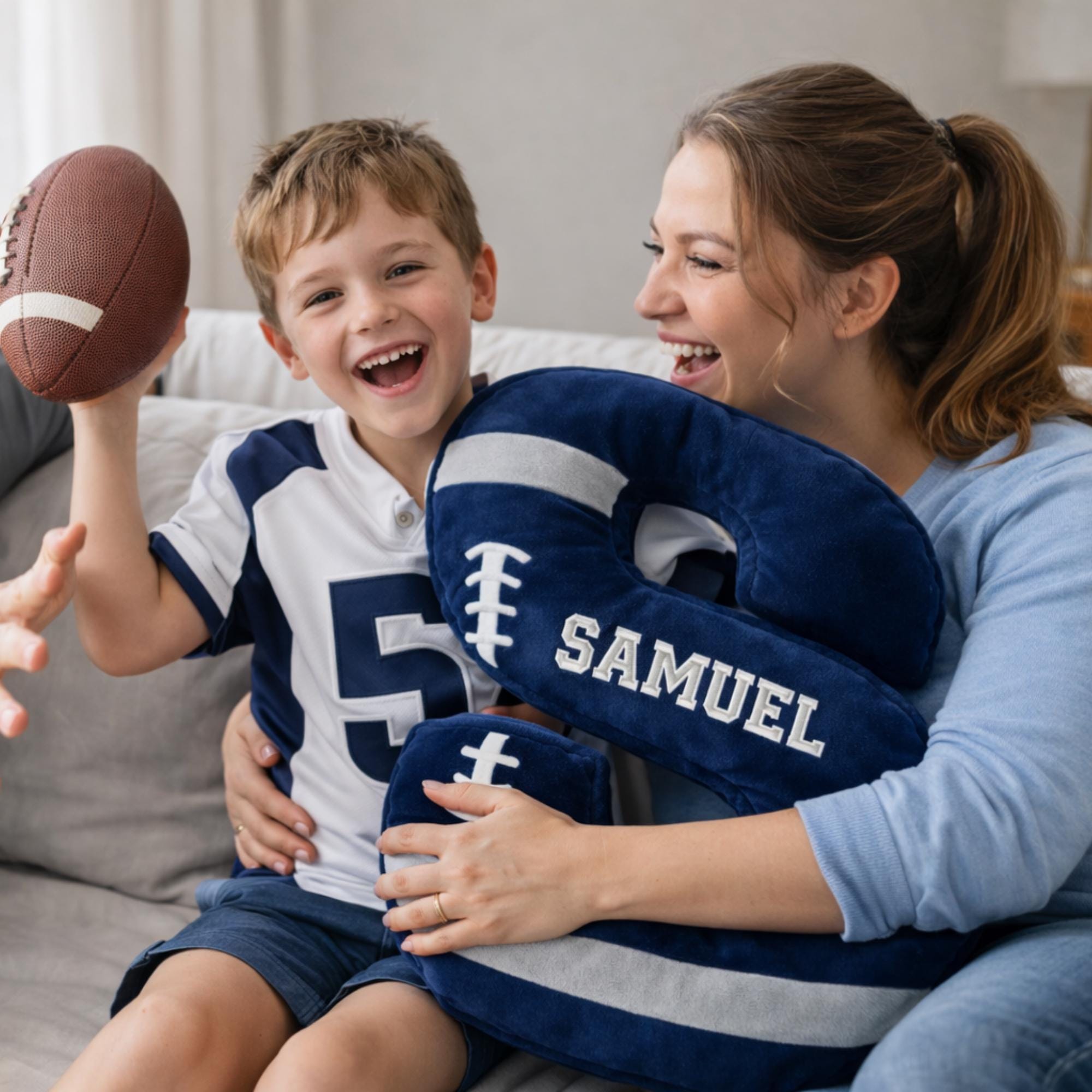 Personalized 3D Alphabet Football Pillow With Name For Kids 