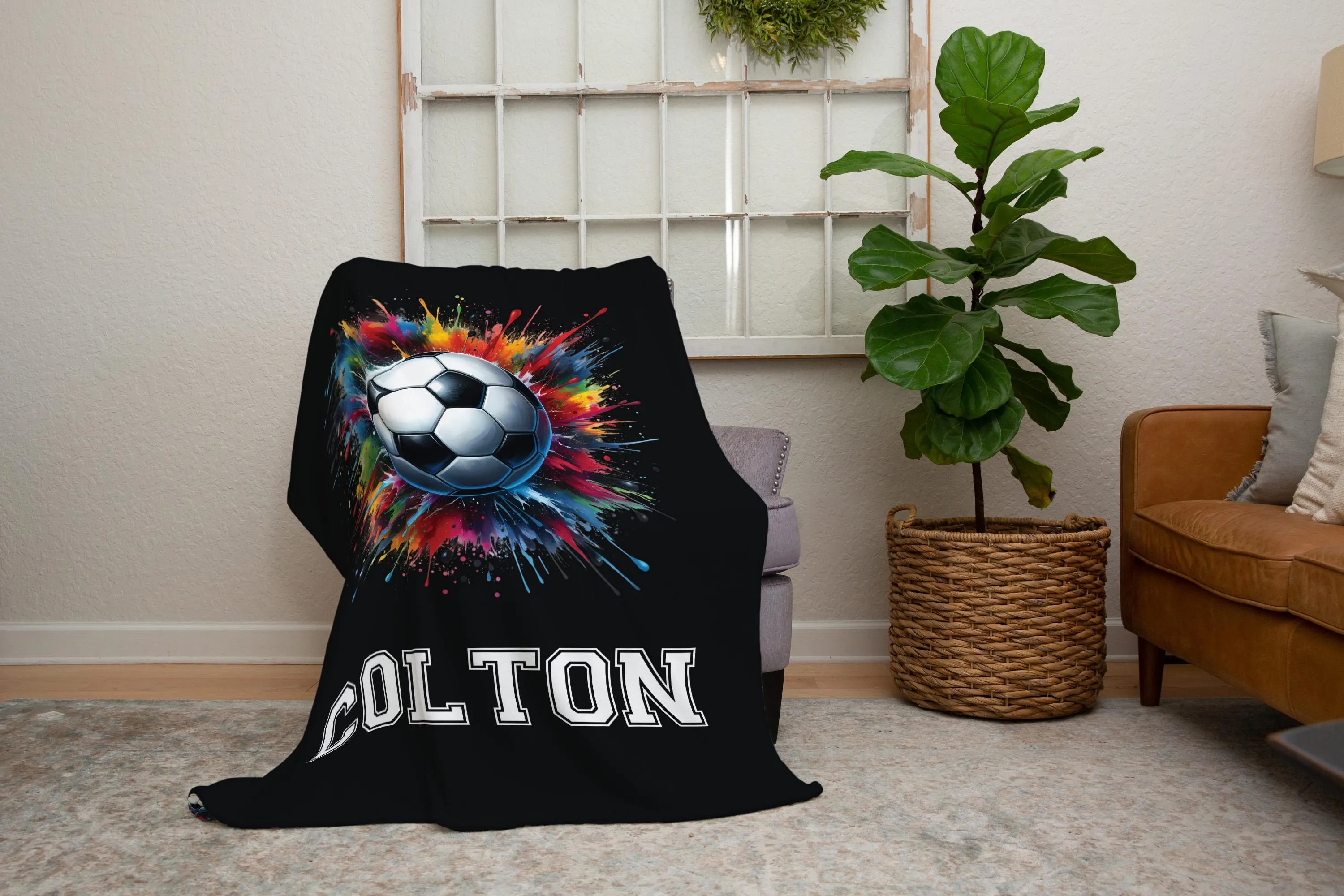 Personalized Soccer Blanket – Custom Name Throw for Soccer Players And Fans