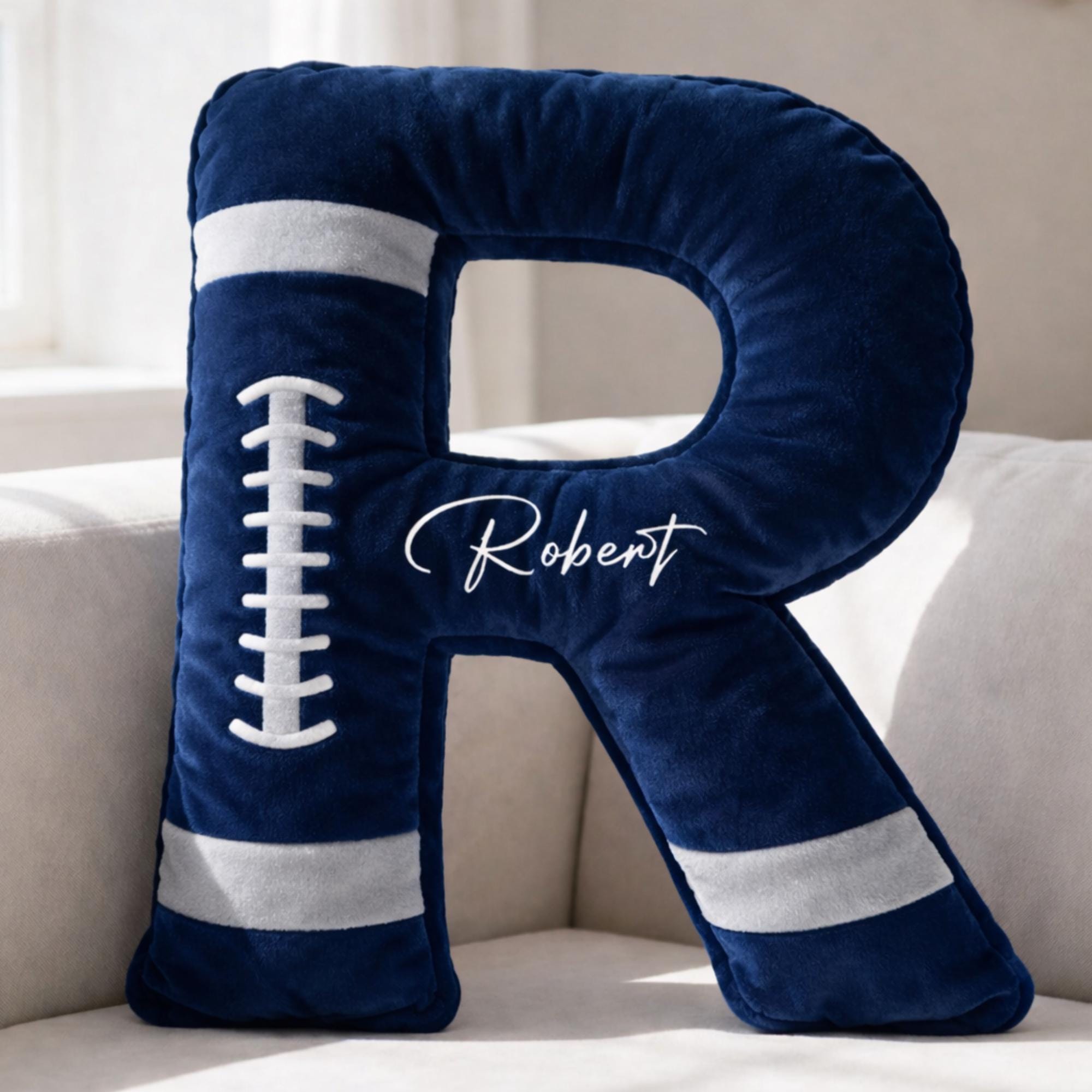 Personalized 3D Alphabet Football Pillow With Name For Kids 