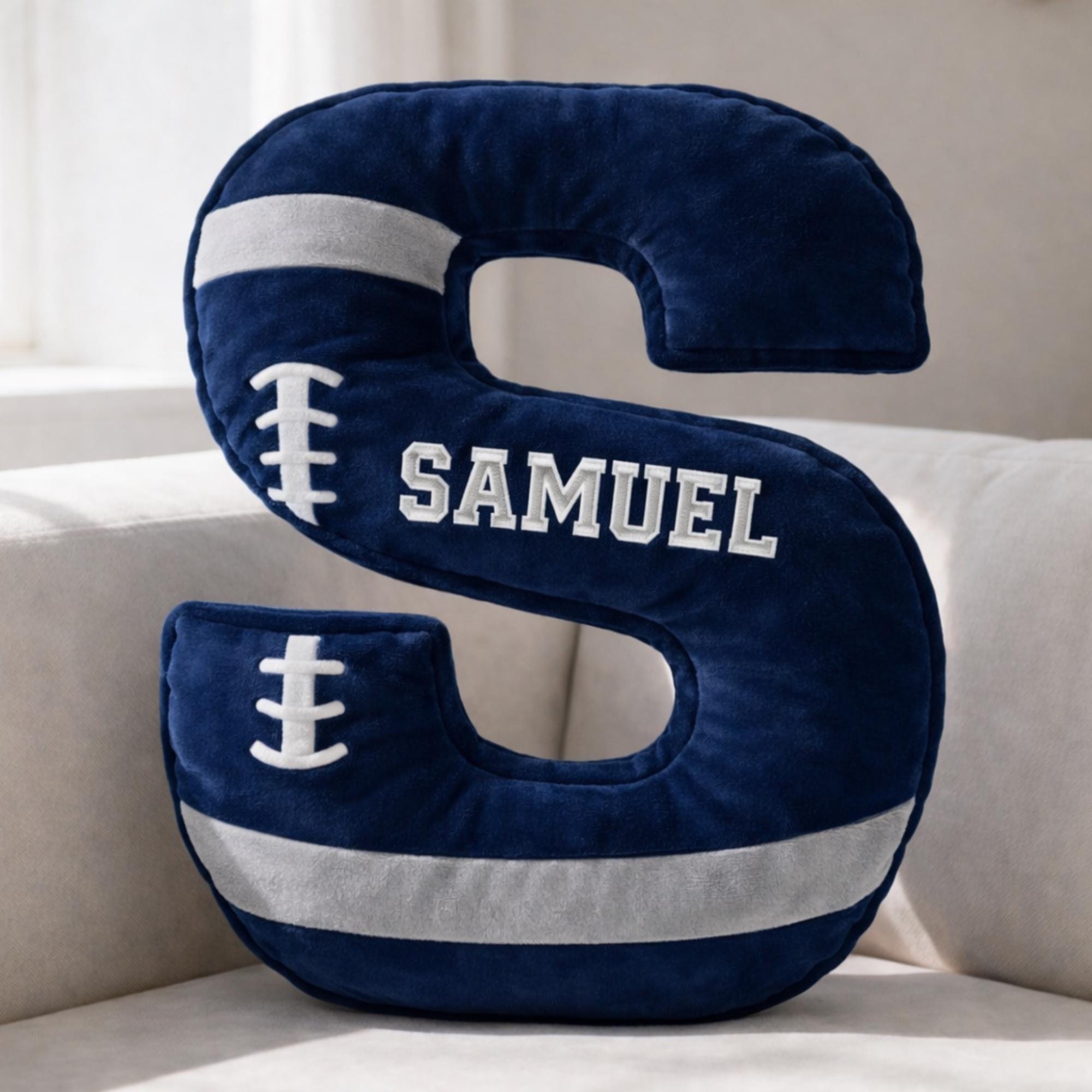 Personalized 3D Alphabet Football Pillow With Name For Kids 