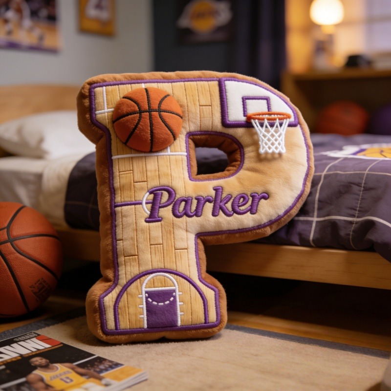Personalized Basketball Initial Pillow With Name
