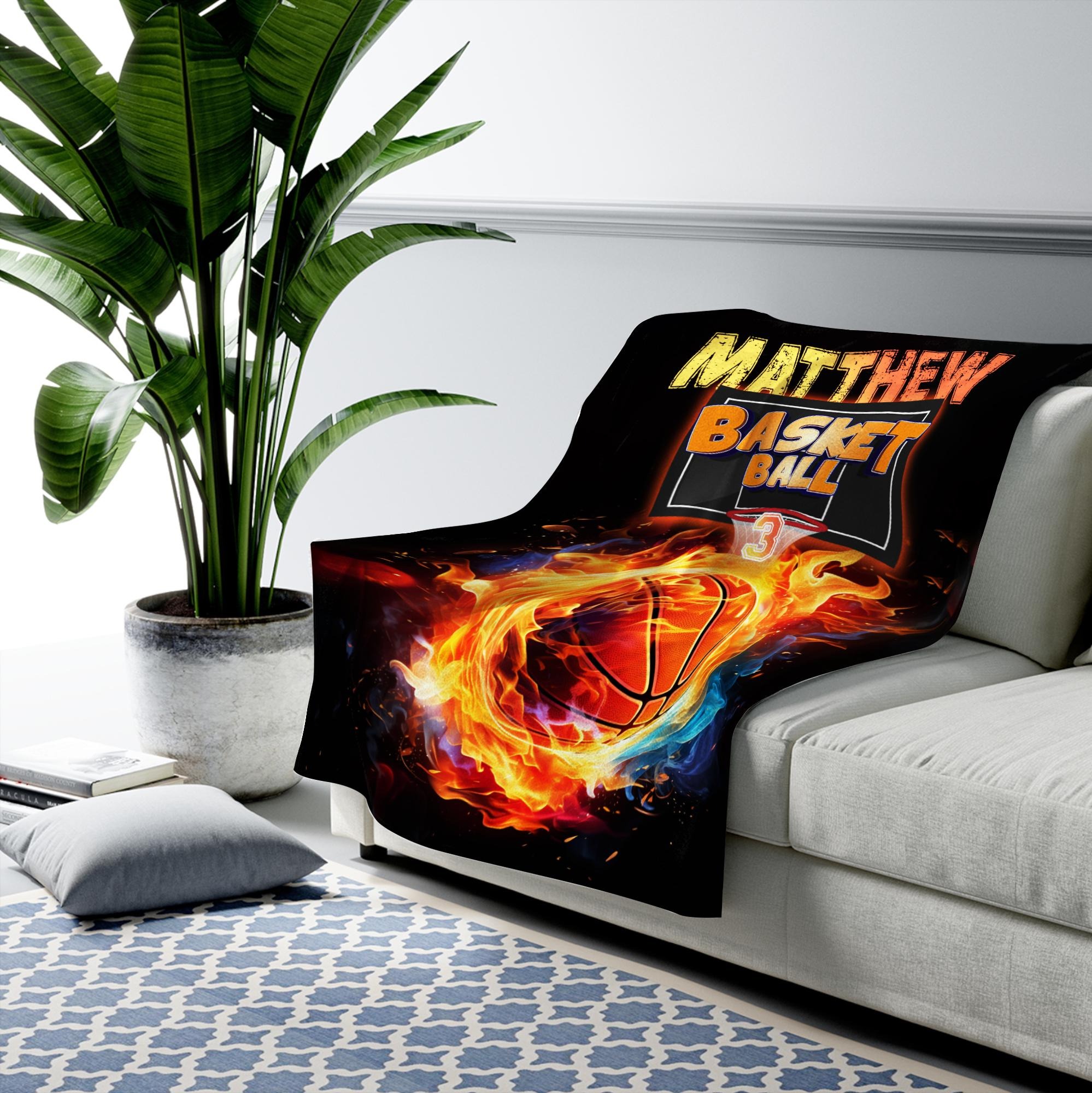 Personalized Name And Number Basketball Blanket, Basketball Blanket, Basketball Gifts,Gift For Basketball Player,Basketball Team Gift